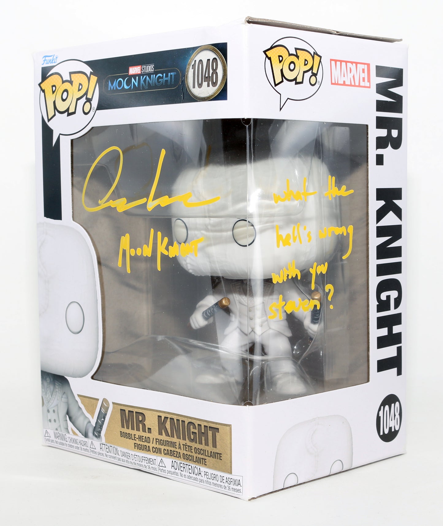 
                  
                    Oscar Isaac as Mr. Knight in Moon Knight Signed Funko POP! #1048 with Character Name & Quote
                  
                