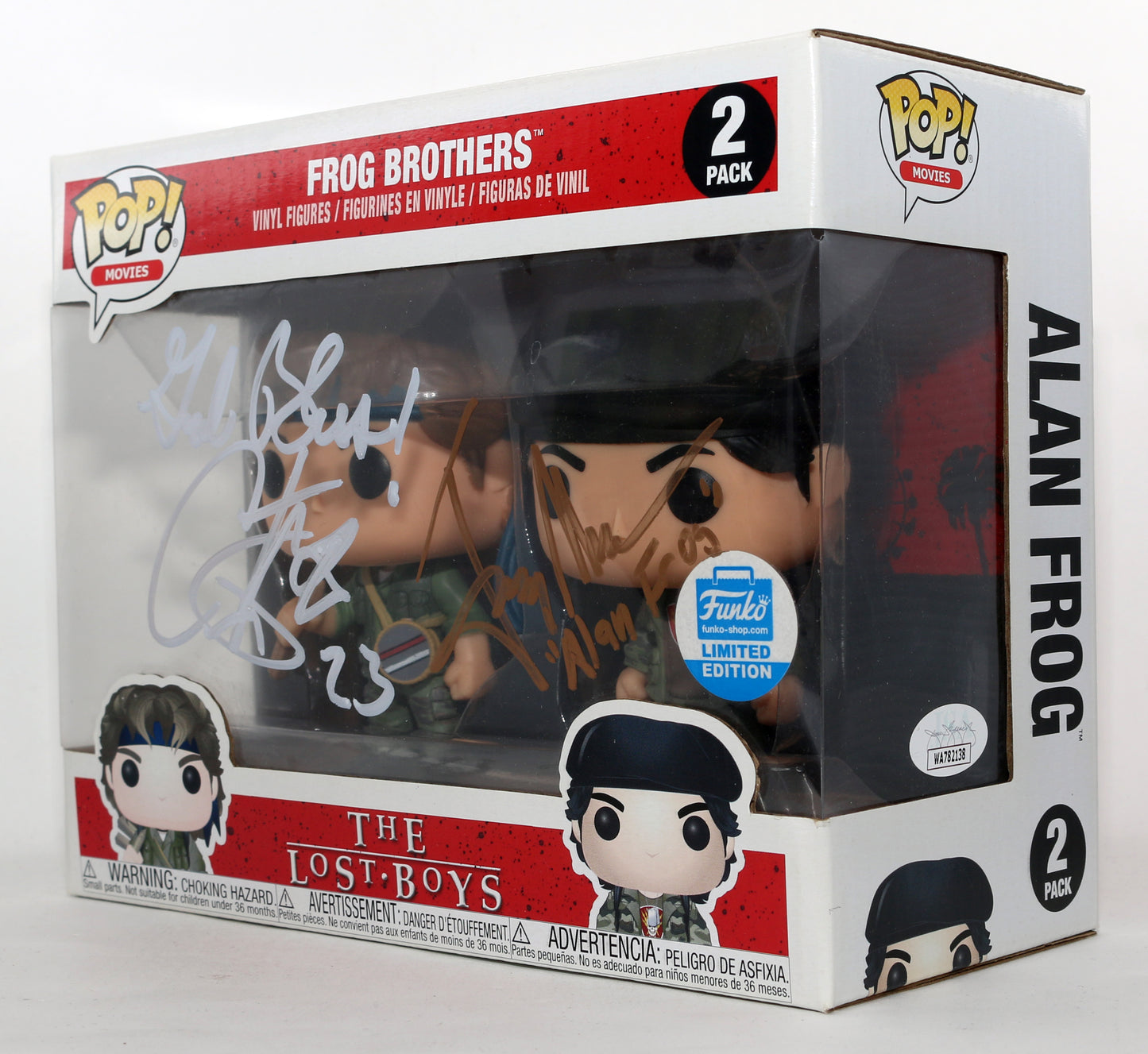 
                  
                    The Lost Boys (JSA) Funko POP! 5pc Set Cast Signed by Kiefer Sutherland, Jason Patric, Corey Feldman, & Jamison Newlander with Character Names
                  
                