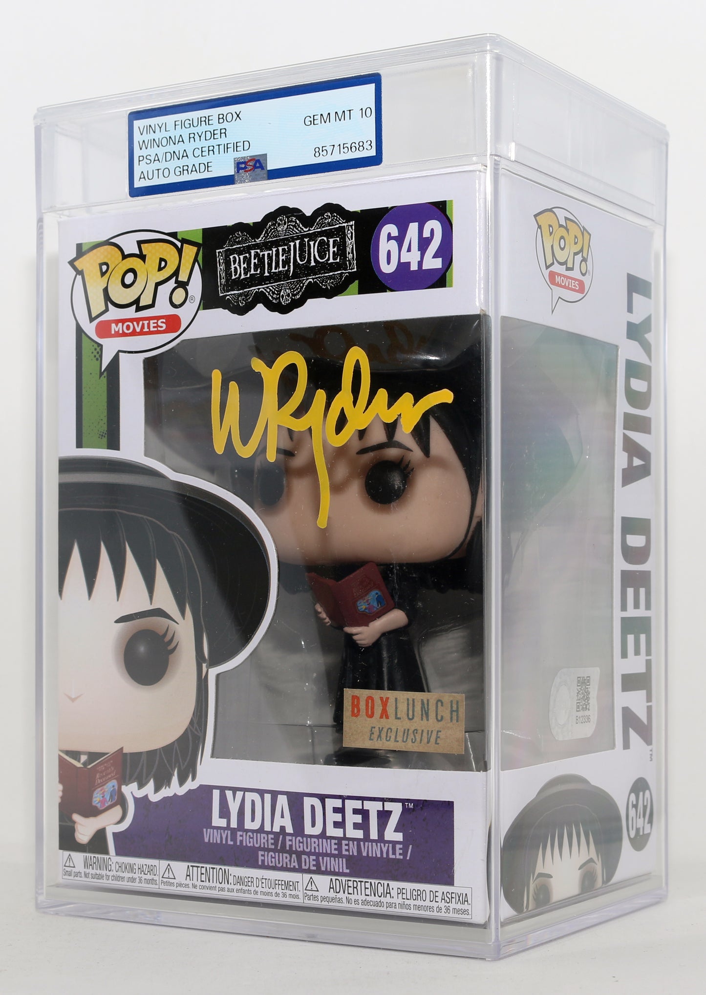 
                  
                    Beetlejuice Funko POP! 4pc Set Cast Signed by Winona Ryder, Michael Keaton, Geena Davis, & Alec Baldwin with Character Name & Quote
                  
                