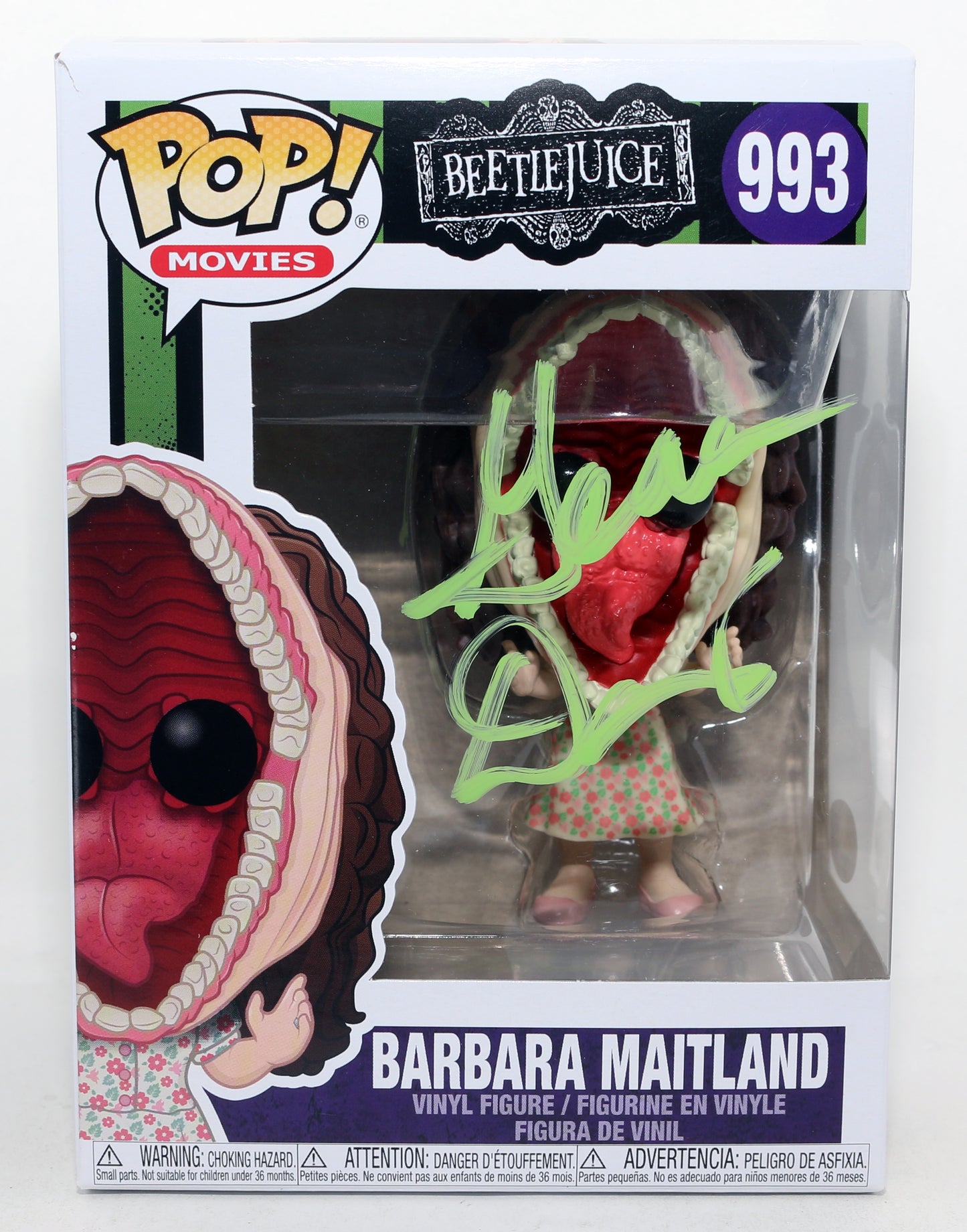 
                  
                    Beetlejuice Funko POP! 4pc Set Cast Signed by Winona Ryder, Michael Keaton, Geena Davis, & Alec Baldwin with Character Name & Quote
                  
                