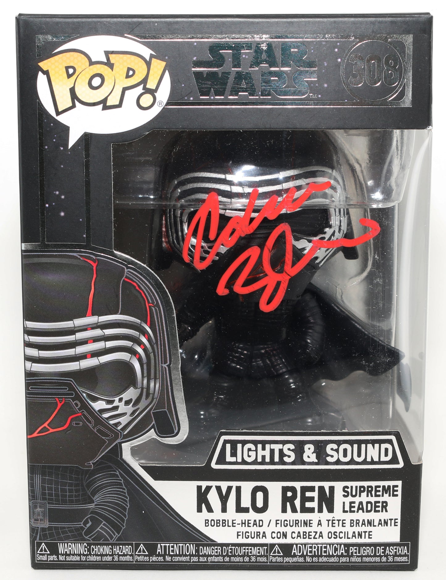 
                  
                    Adam Driver as Kylo Ren Supreme Leader in Star Wars: The Rise of Skywalker (Beckett Witnessed) Signed Funko POP! #308
                  
                