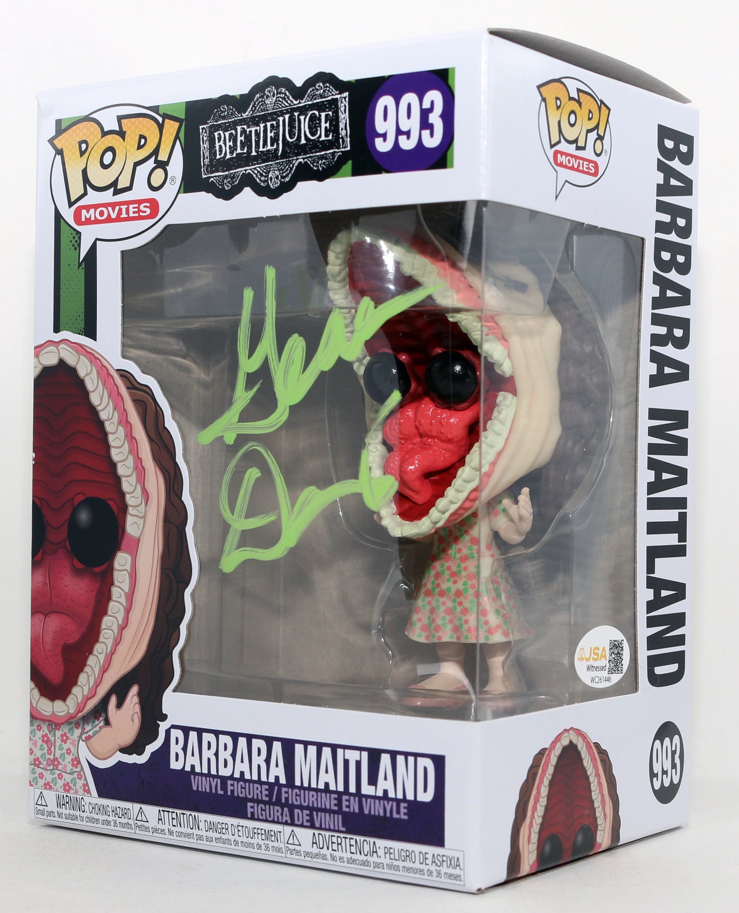 
                  
                    Beetlejuice Funko POP! 4pc Set Cast Signed by Winona Ryder, Michael Keaton, Geena Davis, & Alec Baldwin with Character Name & Quote
                  
                