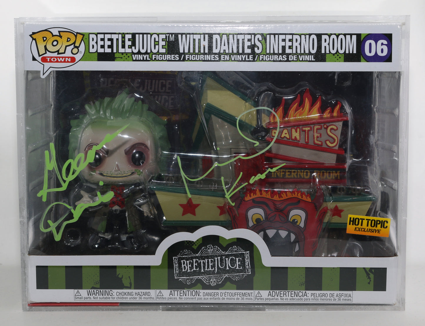 
                  
                    Beetlejuice Funko POP! 4pc Set Cast Signed by Winona Ryder, Michael Keaton, Geena Davis, & Alec Baldwin with Character Name & Quote
                  
                