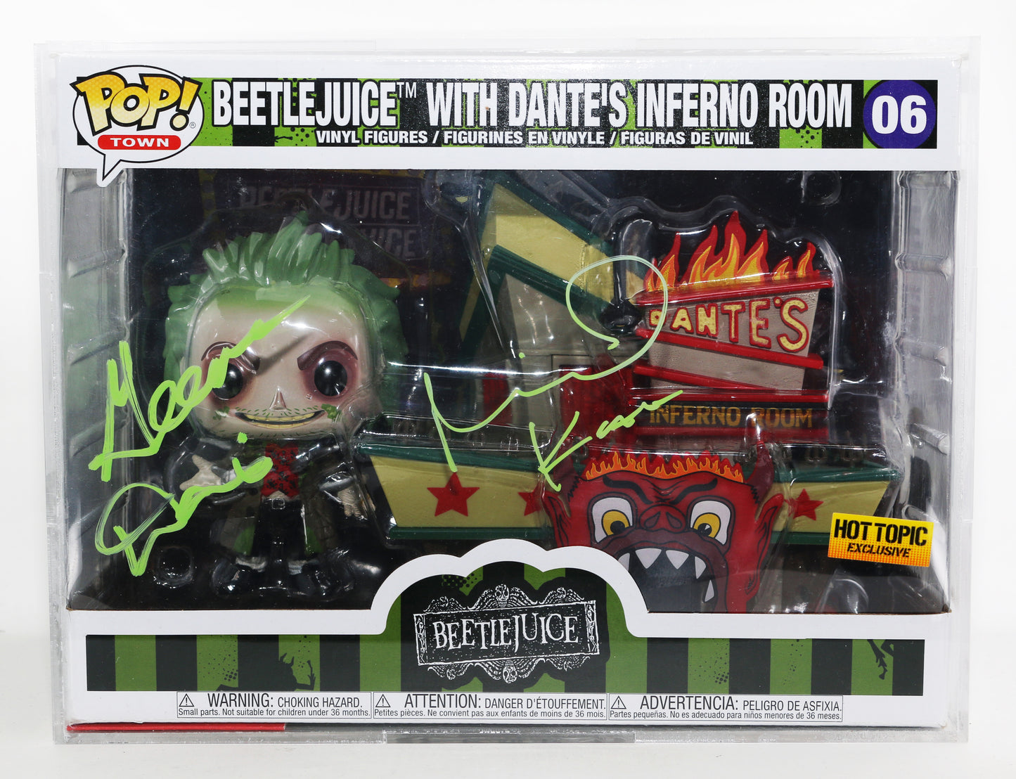 
                  
                    Beetlejuice Funko POP! 4pc Set Cast Signed by Winona Ryder, Michael Keaton, Geena Davis, & Alec Baldwin with Character Name & Quote
                  
                