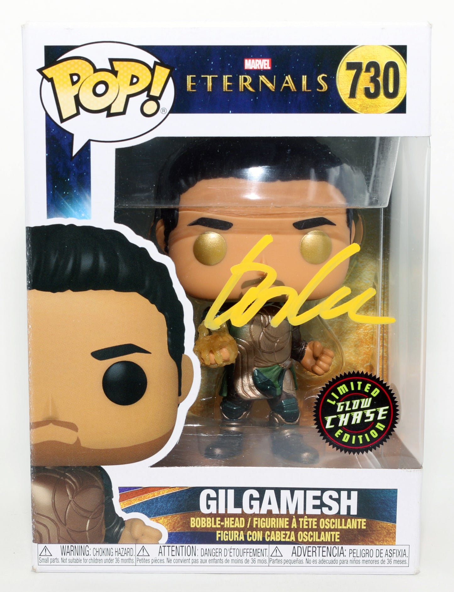 
                  
                    Don Lee as Gilgamesh in Eternals Limited GITD Chase (JSA) Signed Funko POP! #730
                  
                