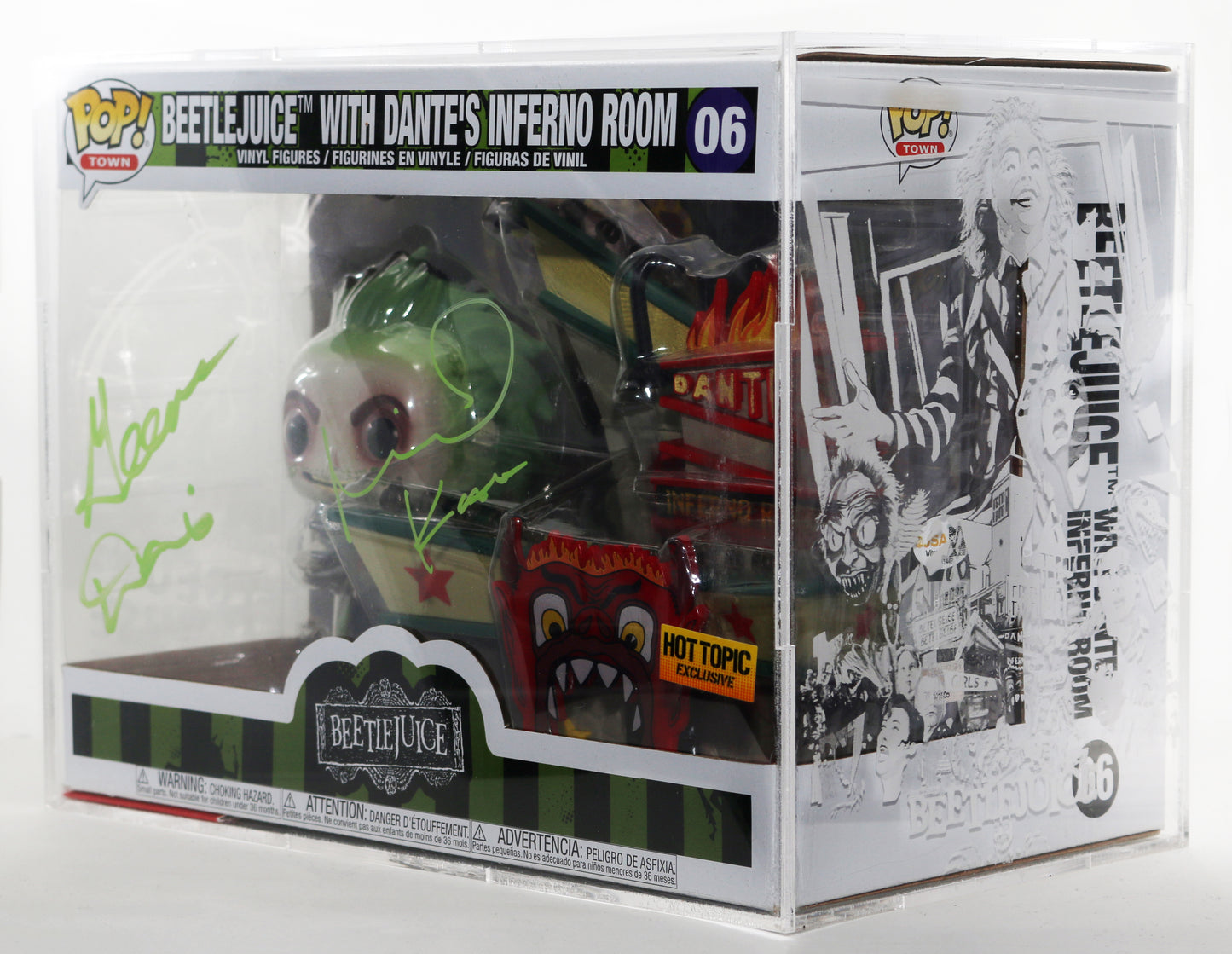
                  
                    Beetlejuice Funko POP! 4pc Set Cast Signed by Winona Ryder, Michael Keaton, Geena Davis, & Alec Baldwin with Character Name & Quote
                  
                