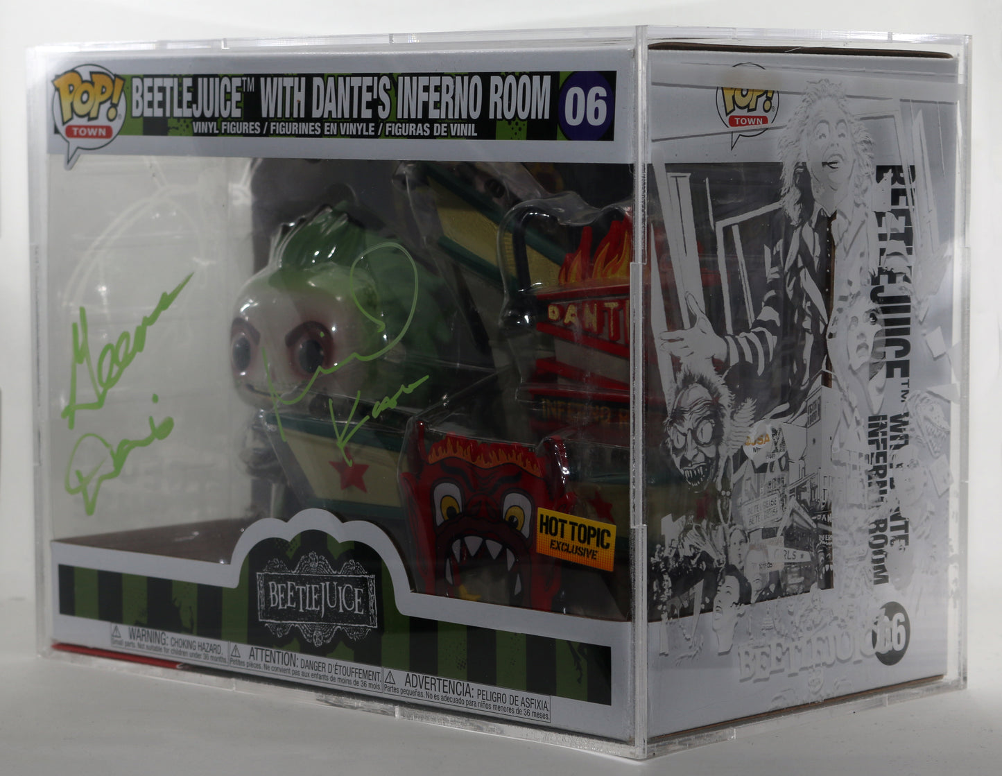 
                  
                    Beetlejuice Funko POP! 4pc Set Cast Signed by Winona Ryder, Michael Keaton, Geena Davis, & Alec Baldwin with Character Name & Quote
                  
                