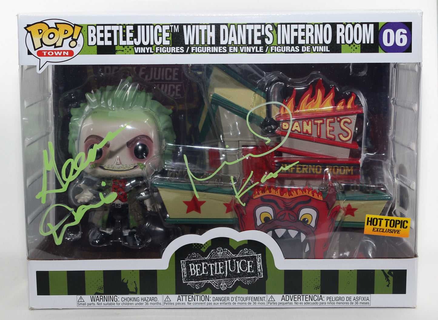 
                  
                    Beetlejuice Funko POP! 4pc Set Cast Signed by Winona Ryder, Michael Keaton, Geena Davis, & Alec Baldwin with Character Name & Quote
                  
                