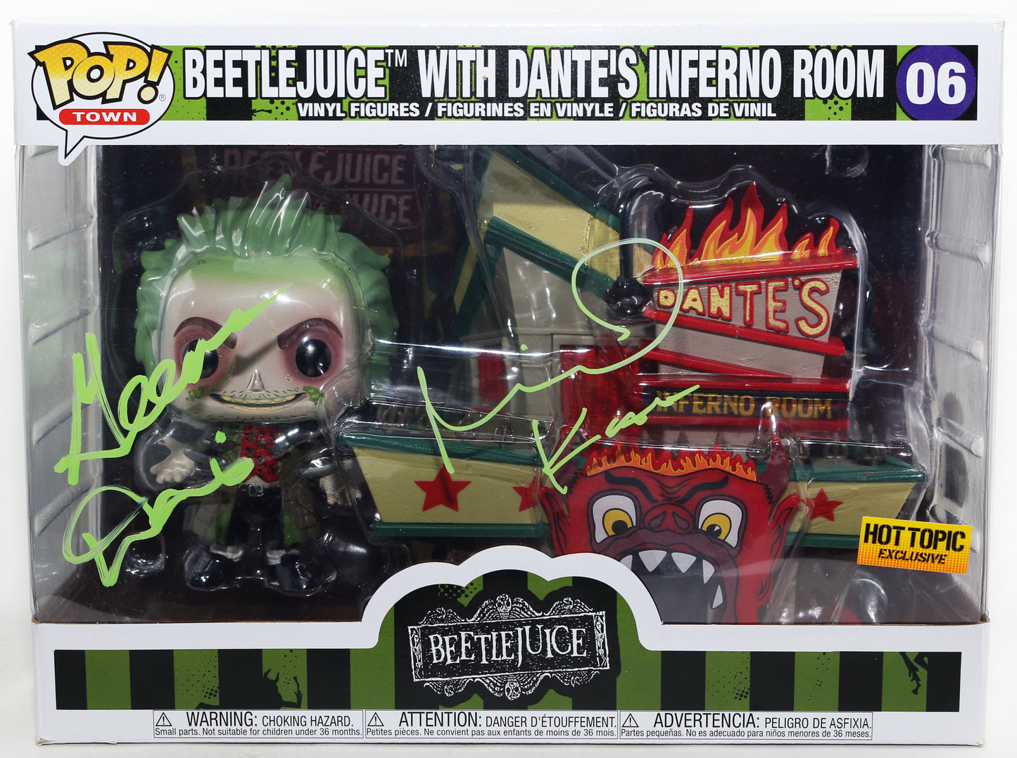 
                  
                    Beetlejuice Funko POP! 4pc Set Cast Signed by Winona Ryder, Michael Keaton, Geena Davis, & Alec Baldwin with Character Name & Quote
                  
                