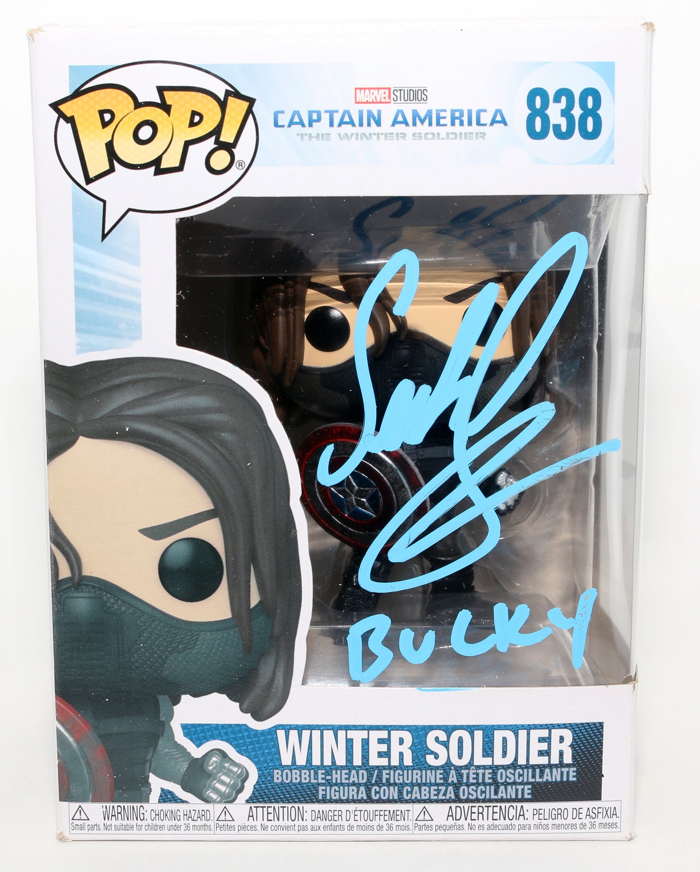 
                  
                    Sebastian Stan as Winter Soldier in Captain America: The Winter Soldier Signed Funko POP! #838 with Character Name
                  
                