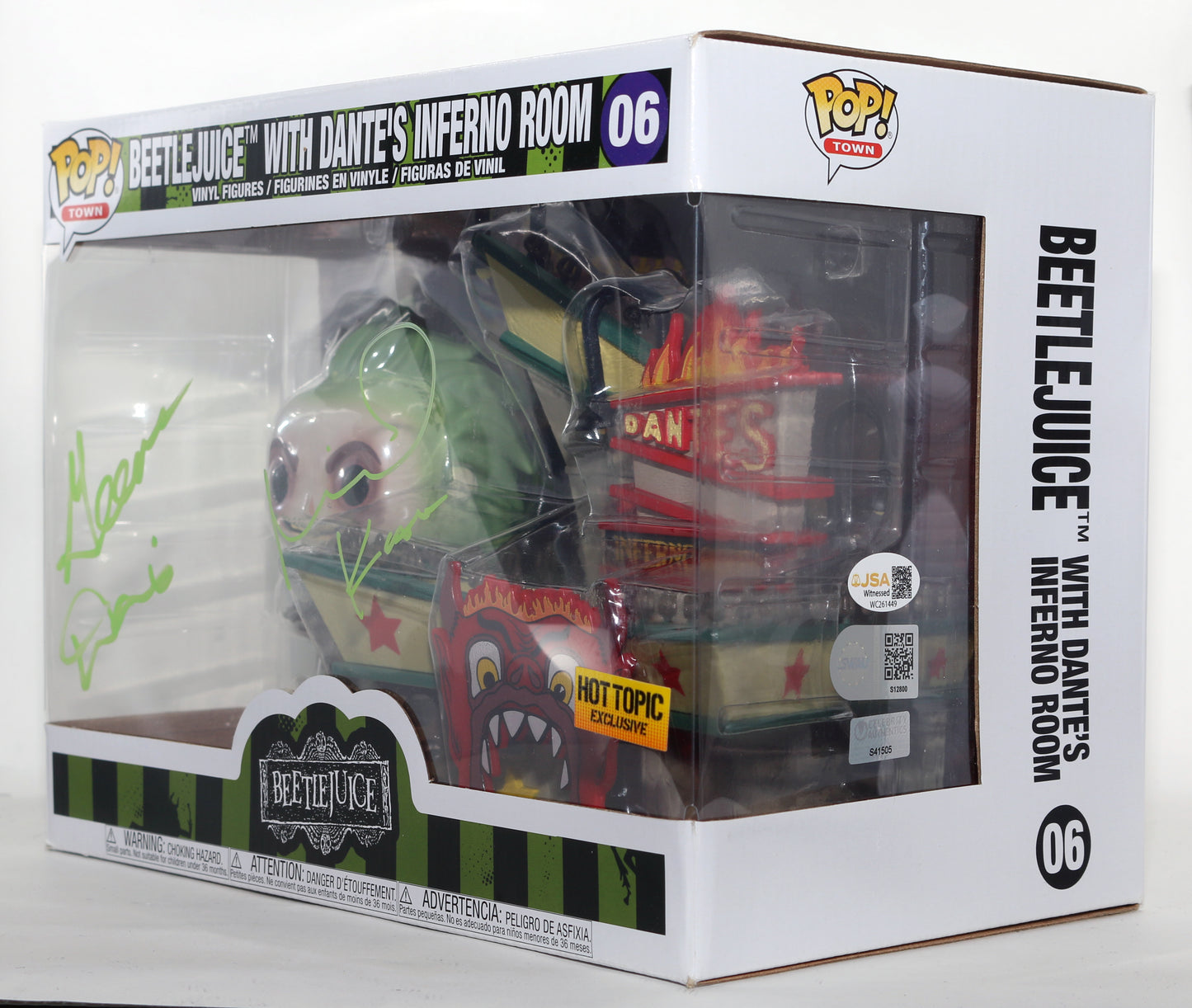 
                  
                    Beetlejuice Funko POP! 4pc Set Cast Signed by Winona Ryder, Michael Keaton, Geena Davis, & Alec Baldwin with Character Name & Quote
                  
                