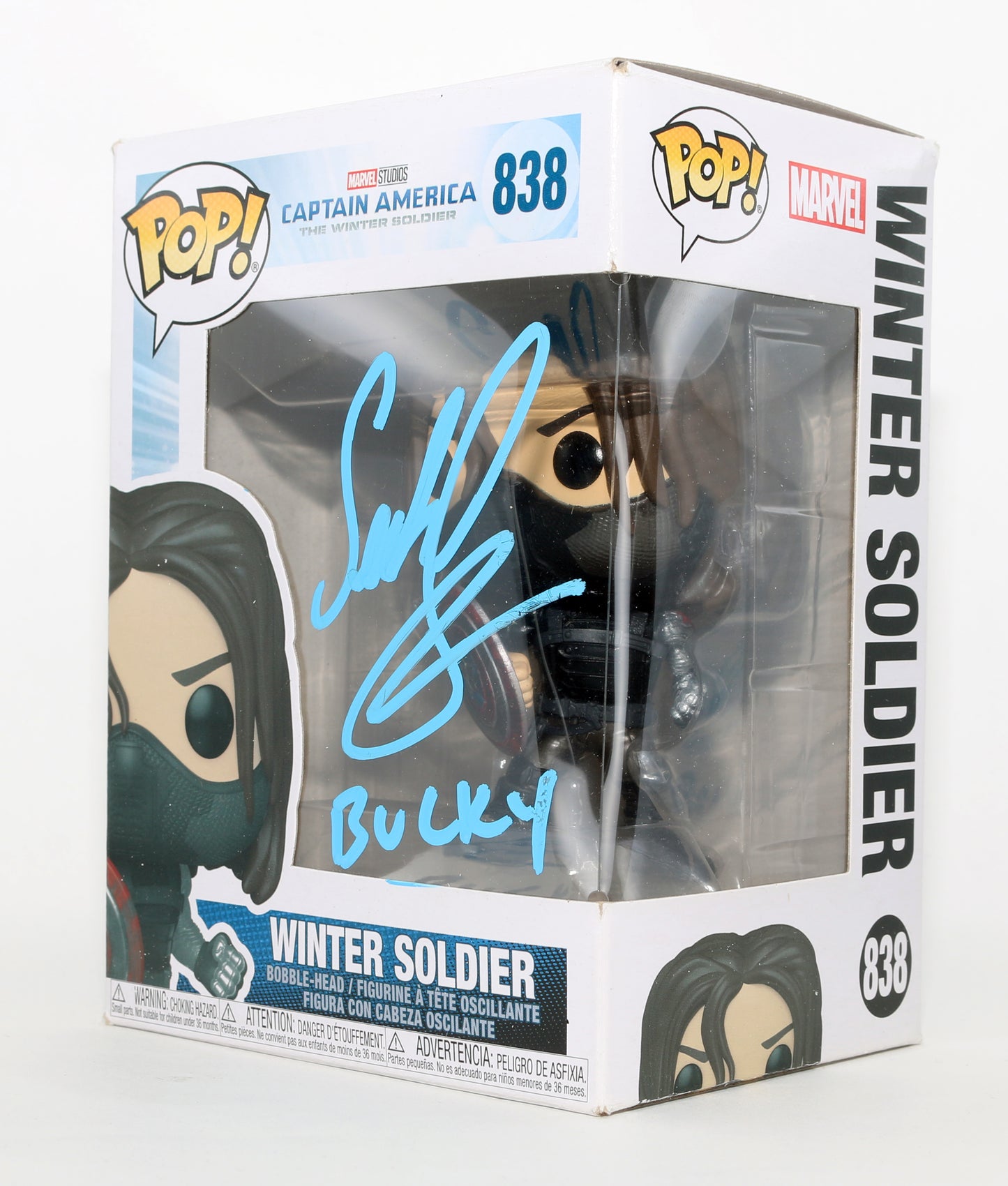 
                  
                    Sebastian Stan as Winter Soldier in Captain America: The Winter Soldier Signed Funko POP! #838 with Character Name
                  
                