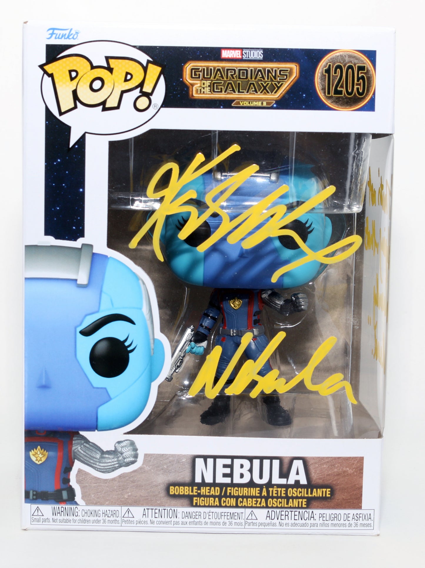 
                  
                    Karen Gillan as Nebula in Guardians of the Galaxy Vol. 3 Signed Funko POP! #1205 with Character Name & Quote
                  
                
