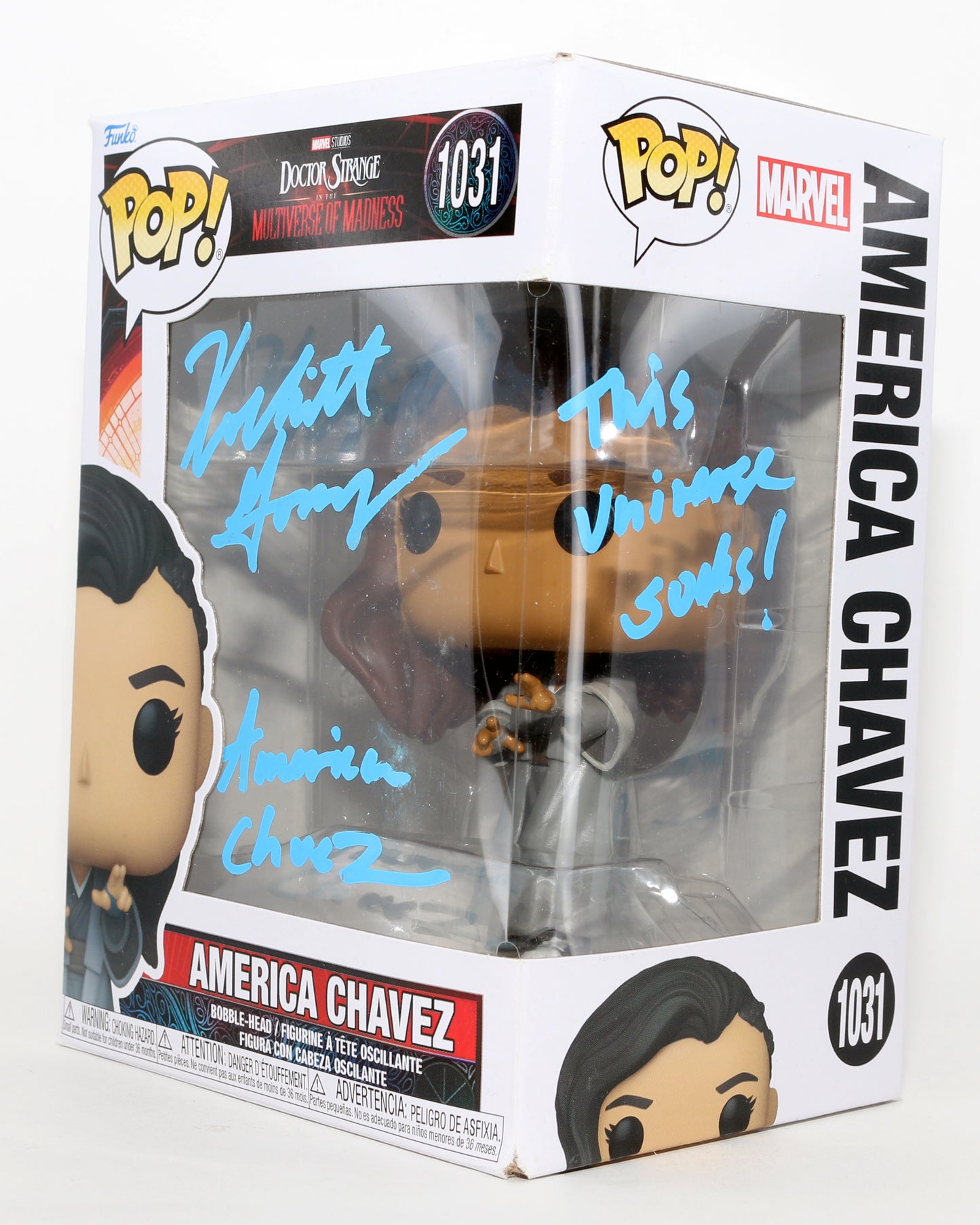 
                  
                    Xochitl Gomez as America Chavez in Doctor Strange in the Multiverse of Madness Signed Funko POP! #1031 with Character Name & Quote
                  
                