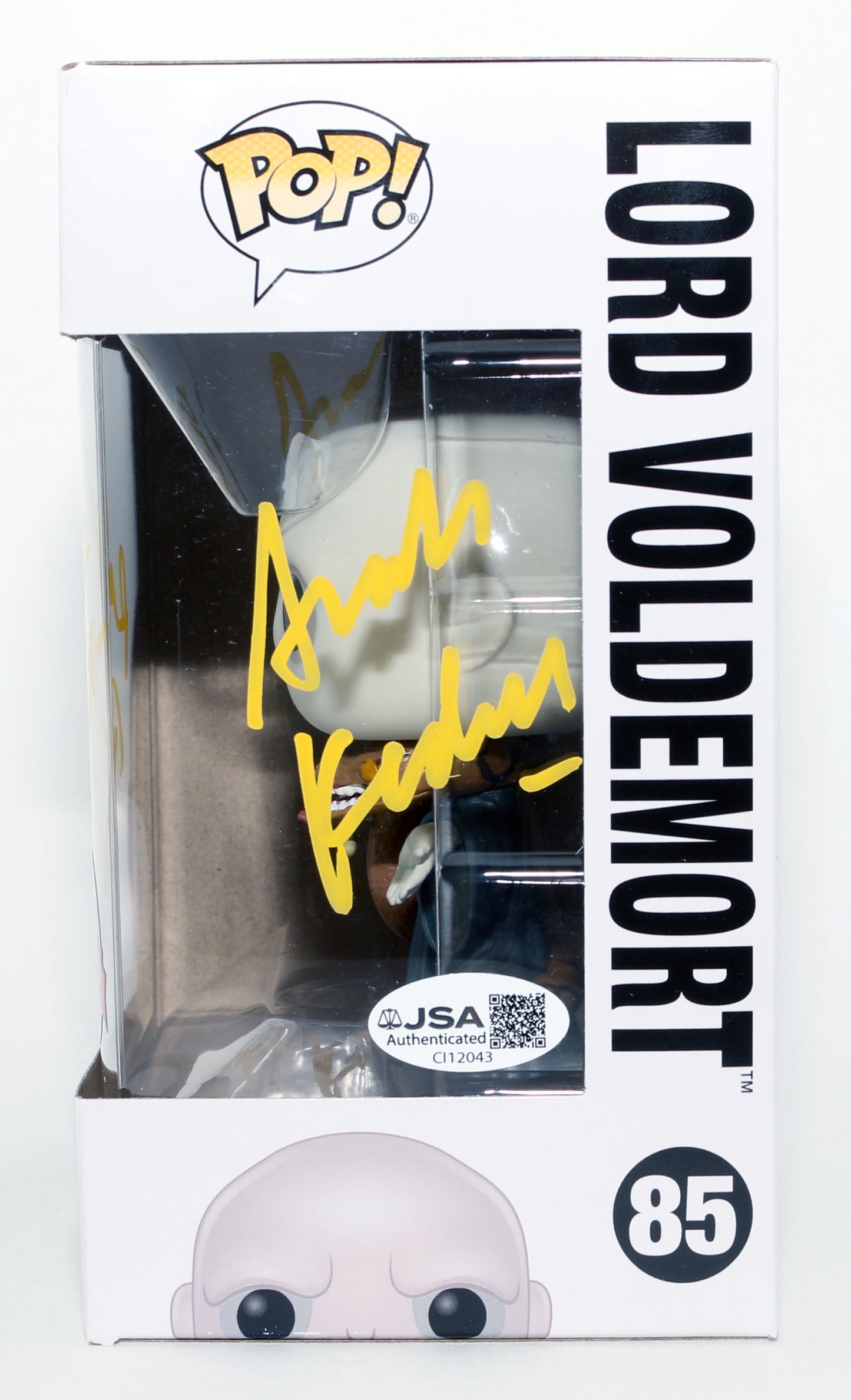 
                  
                    Ralph Fiennes as Lord Voldemort in Harry Potter Special Edition (JSA) Signed Funko POP! #85 with Character Name & Quote
                  
                