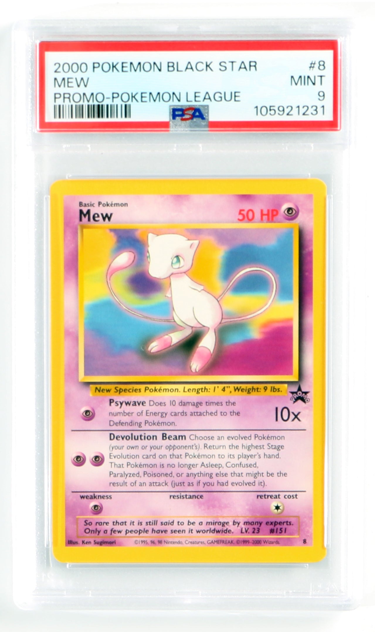 
                  
                    Mew Black Star League Promo (PSA Encapsulated Grade Mint 9) 2000 Pokemon Trading Card #8
                  
                