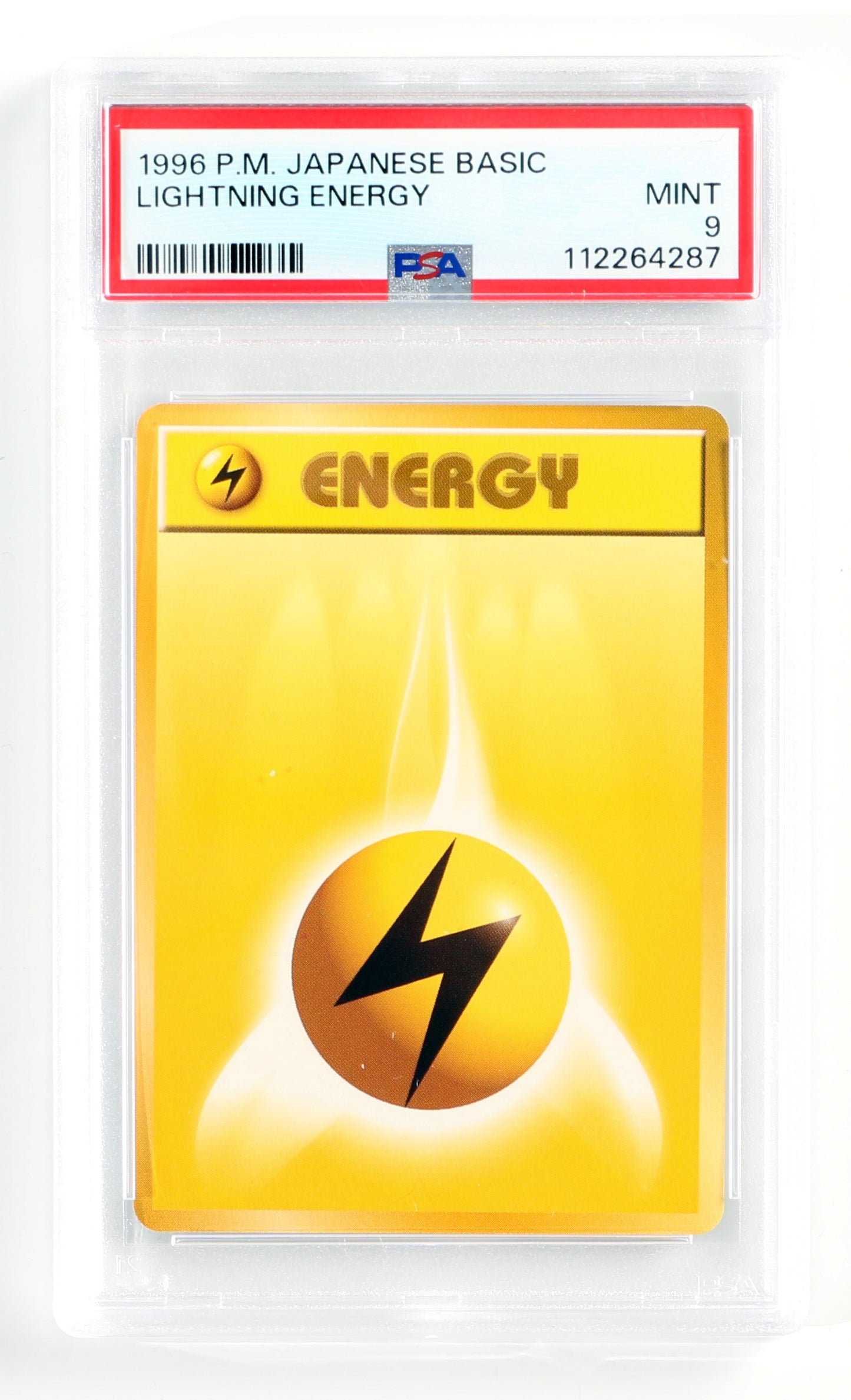 
                  
                    Lightning Energy Basic (PSA Encapsulated Grade Mint 9) 1996 Japanese Pokemon Trading Card
                  
                