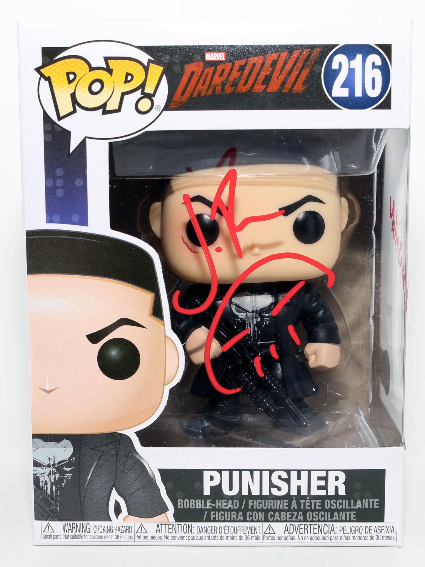 
                  
                    Jon Bernthal as The Punisher in Daredevil (Beckett) Signed Funko POP! #216 with Character Name & Remark
                  
                