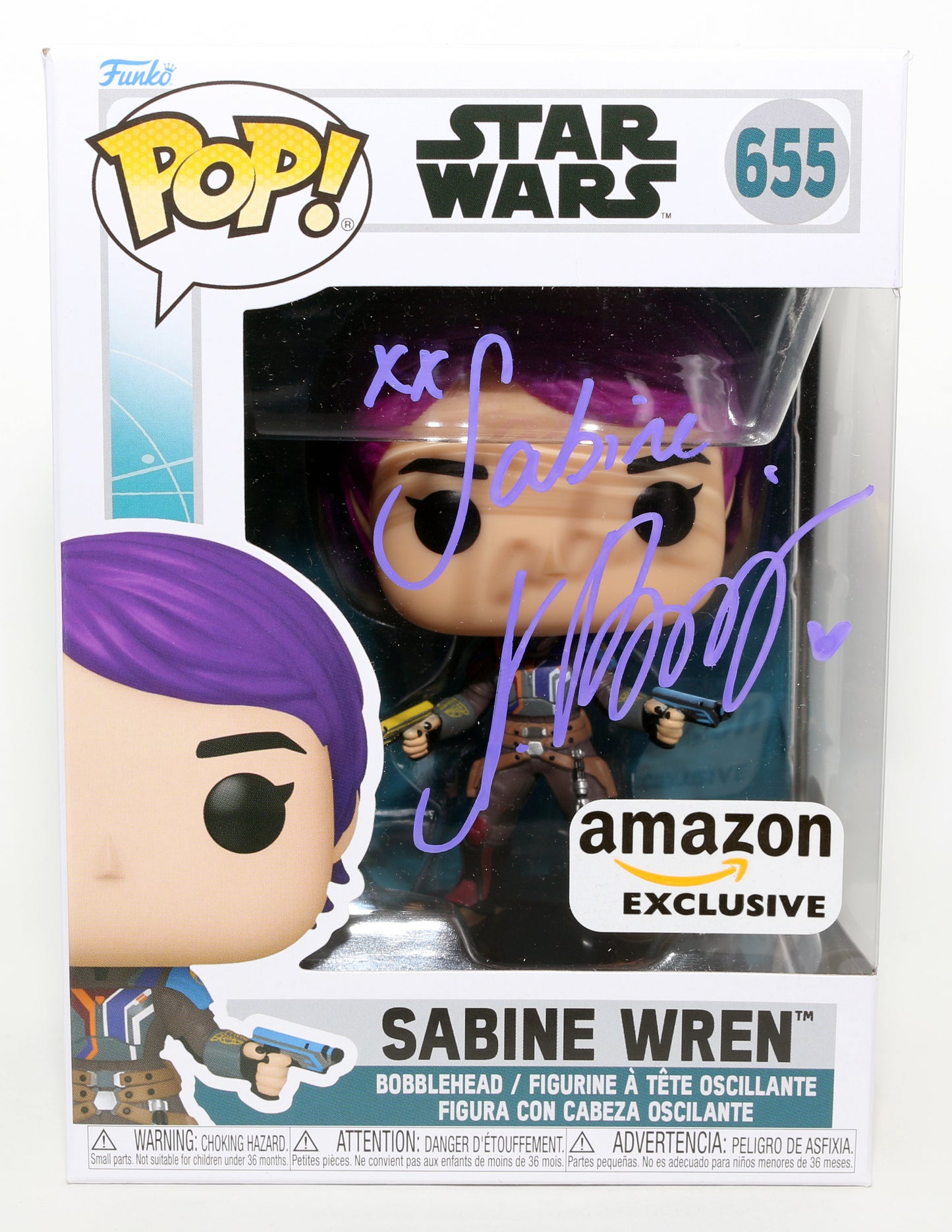 
                  
                    Natasha Liu Bordizzo as Sabine Wren in Star Wars: Ahsoka Amazon Exclusive (JSA) Signed Funko POP! #655 with Character Name
                  
                