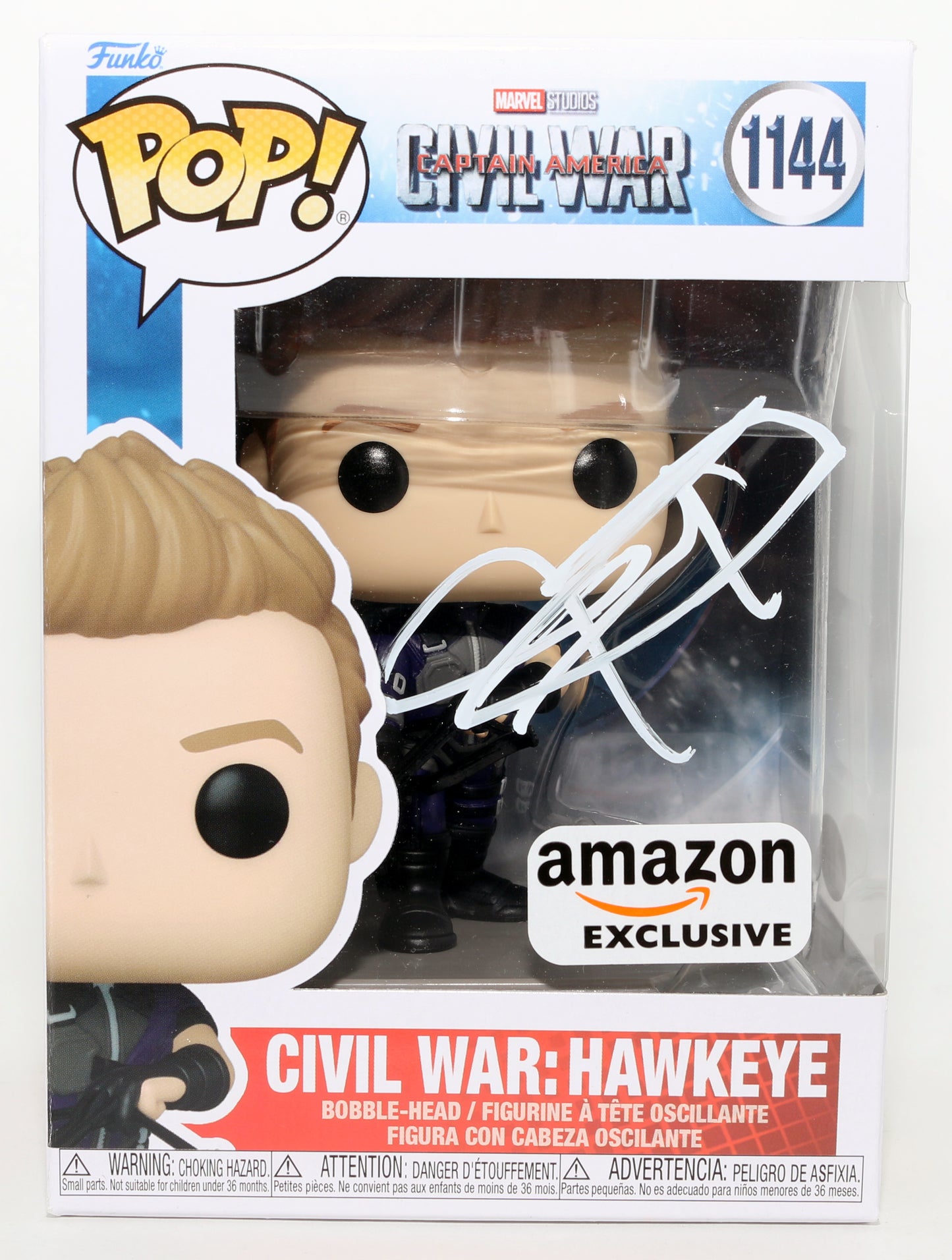 
                  
                    Jeremy Renner as Hawkeye in Captain America: Civil War Amazon Exclusive (JSA) Signed Funko POP! #1144
                  
                