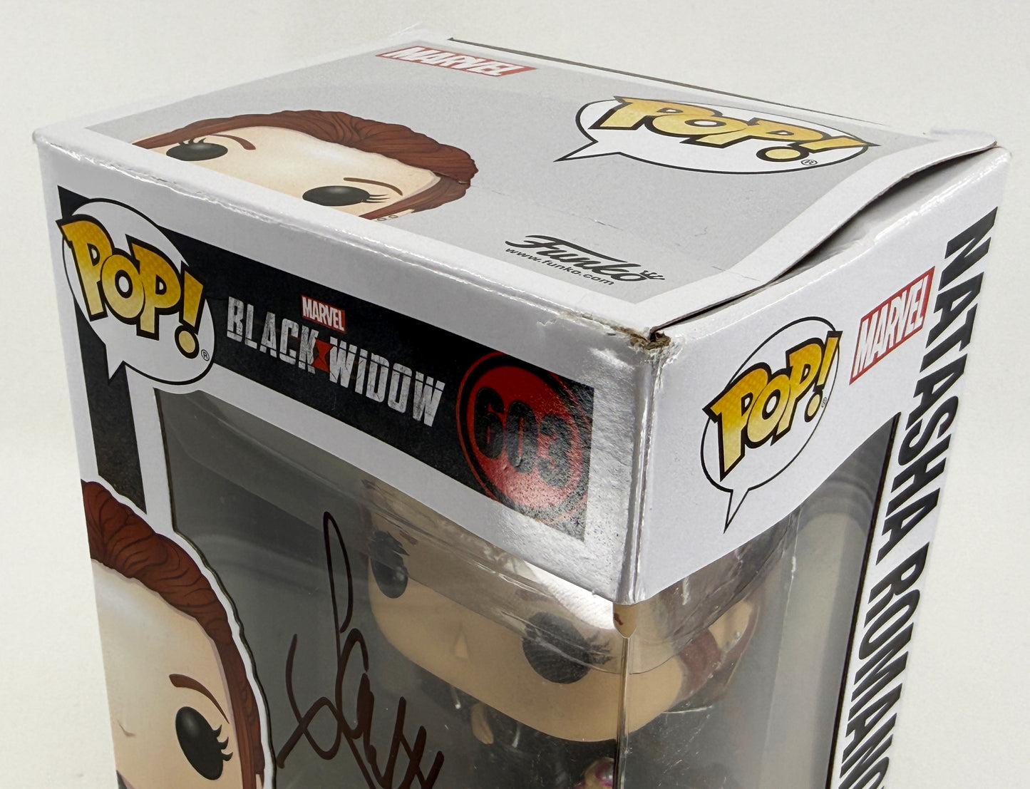 
                  
                    Scarlett Johansson as Natasha Romanoff / Black Widow in Black Widow Signed Funko POP! #603
                  
                