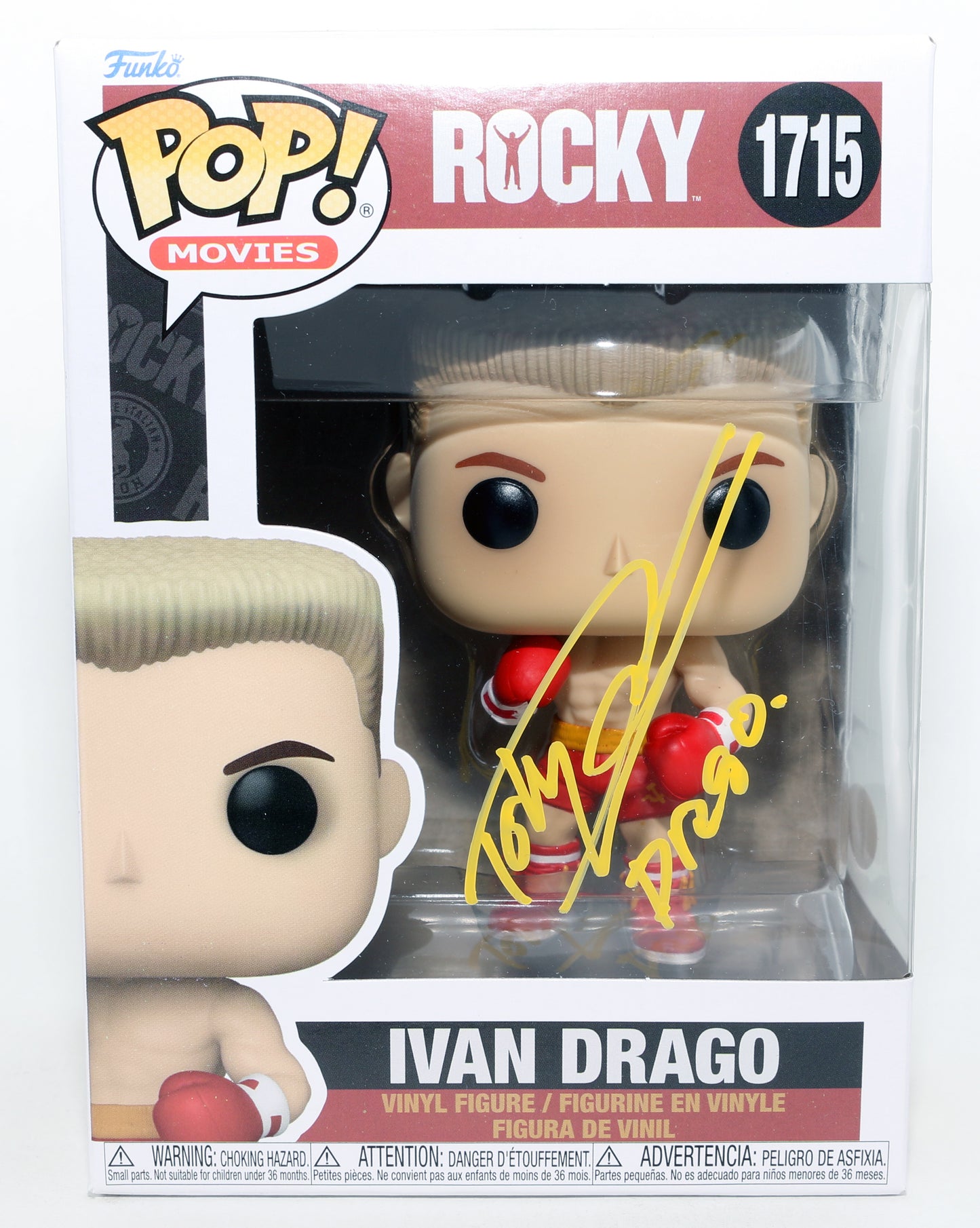 
                  
                    Dolph Lundgren as Ivan Drago in Rocky IV (JSA) Signed Funko POP! #1715 with Character Name
                  
                