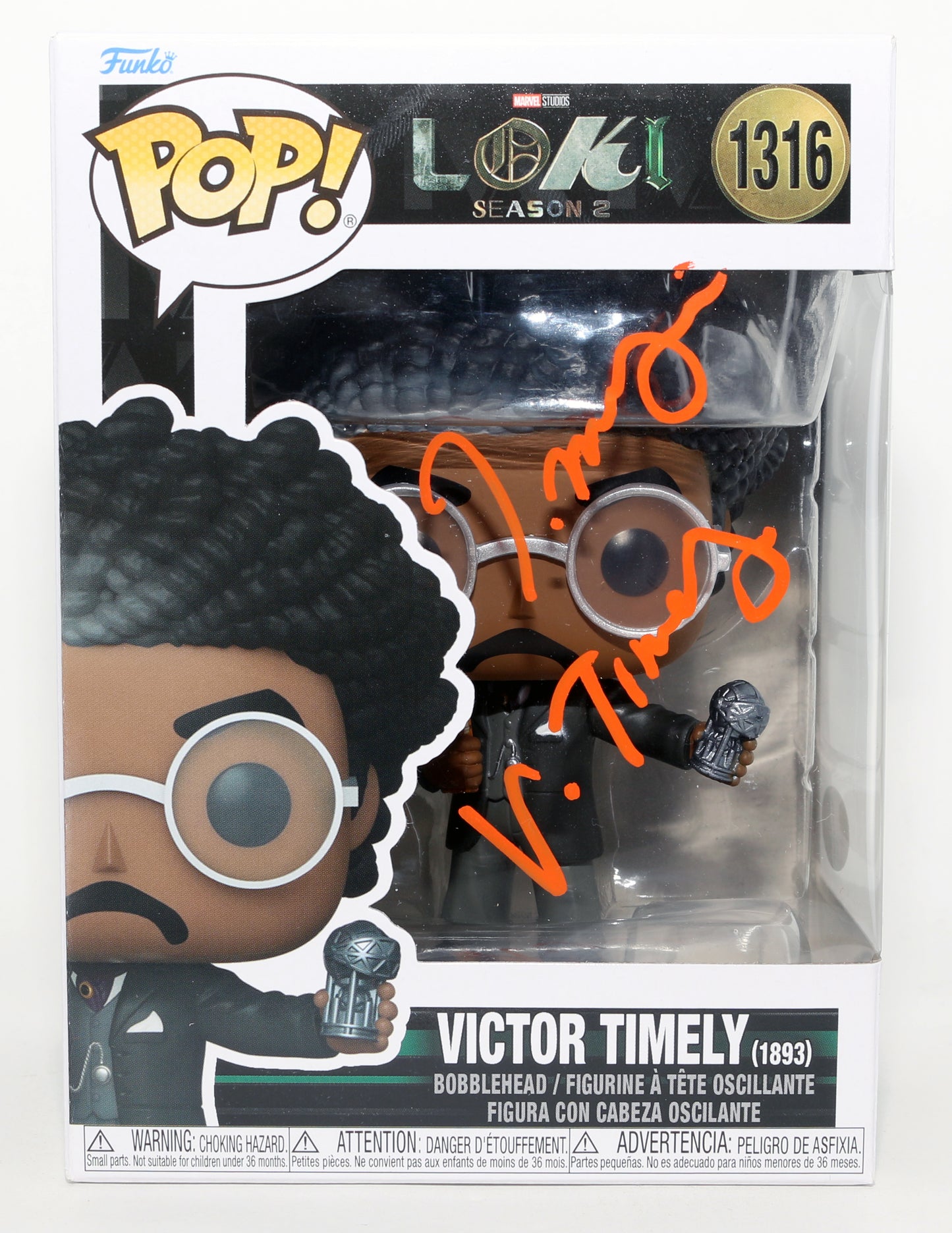 
                  
                    Jonathan Majors as Victor Timely in Loki (JSA) Signed Funko POP! #1316 with Character Name
                  
                