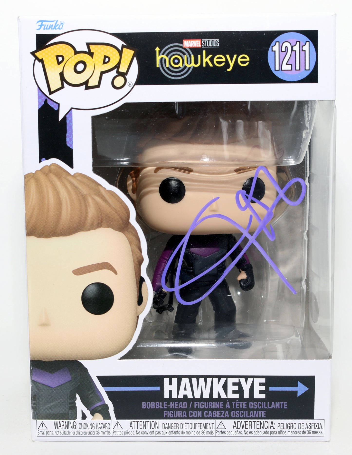 
                  
                    Jeremy Renner as Hawkeye in Hawkeye (JSA) Signed Funko POP! #1211
                  
                