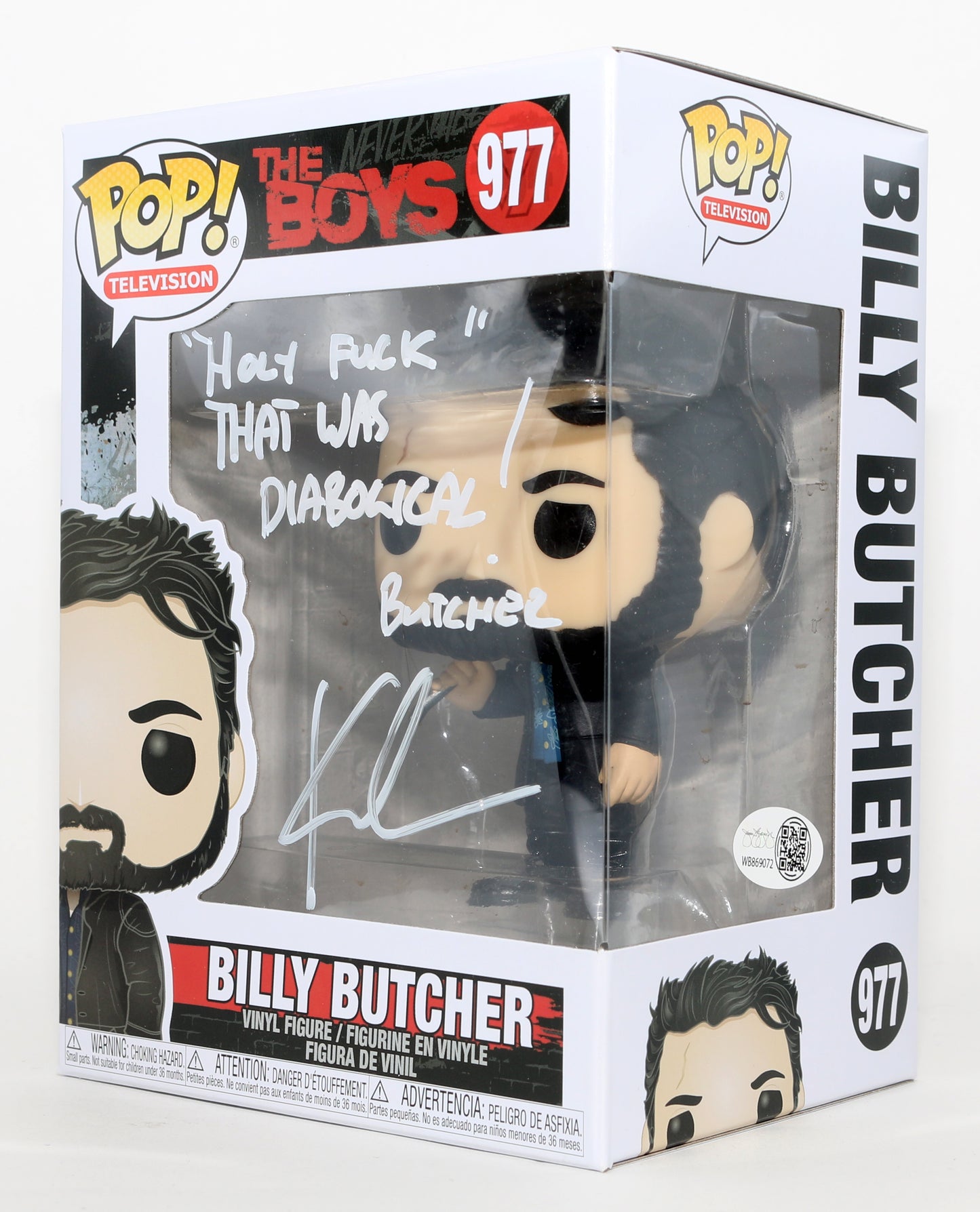 
                  
                    Karl Urban as Billy Butcher in The Boys (JSA) Signed Funko POP! #977 with Character Name & Quote
                  
                