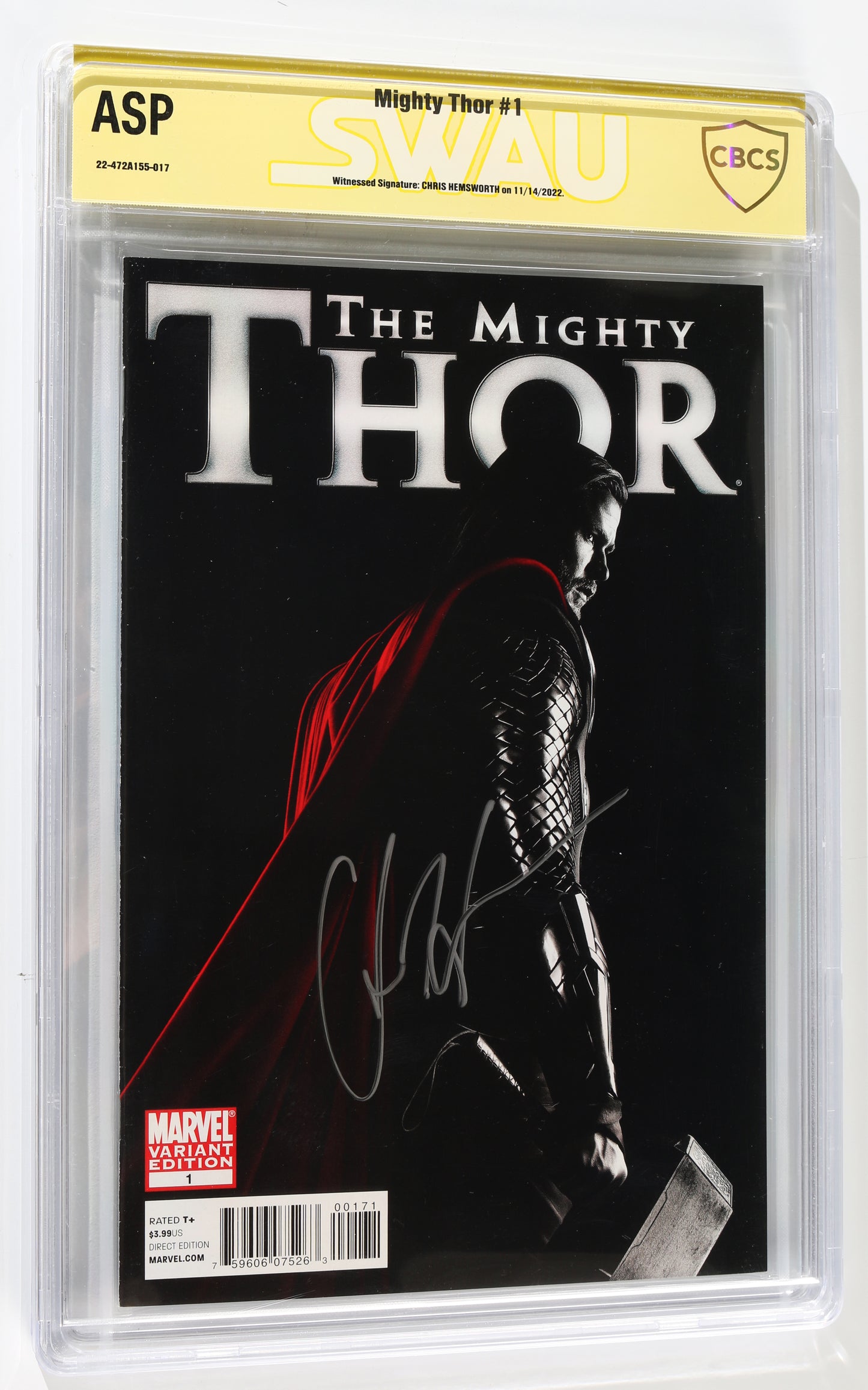 
                  
                    Mighty Thor #1 - Signed by Chris Hemsworth (CBCS Authentic Signature Program) 2011
                  
                