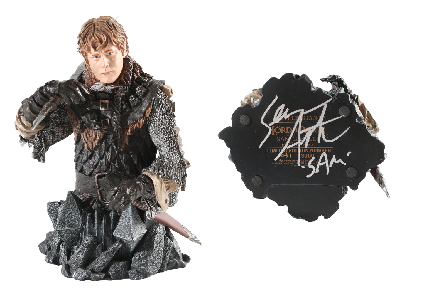
                  
                    Sean Astin as Samwise Gamgee in The Lord of the Rings: The Return of the King Signed Gentle Giant Collectible Bust Statue with Character Name
                  
                