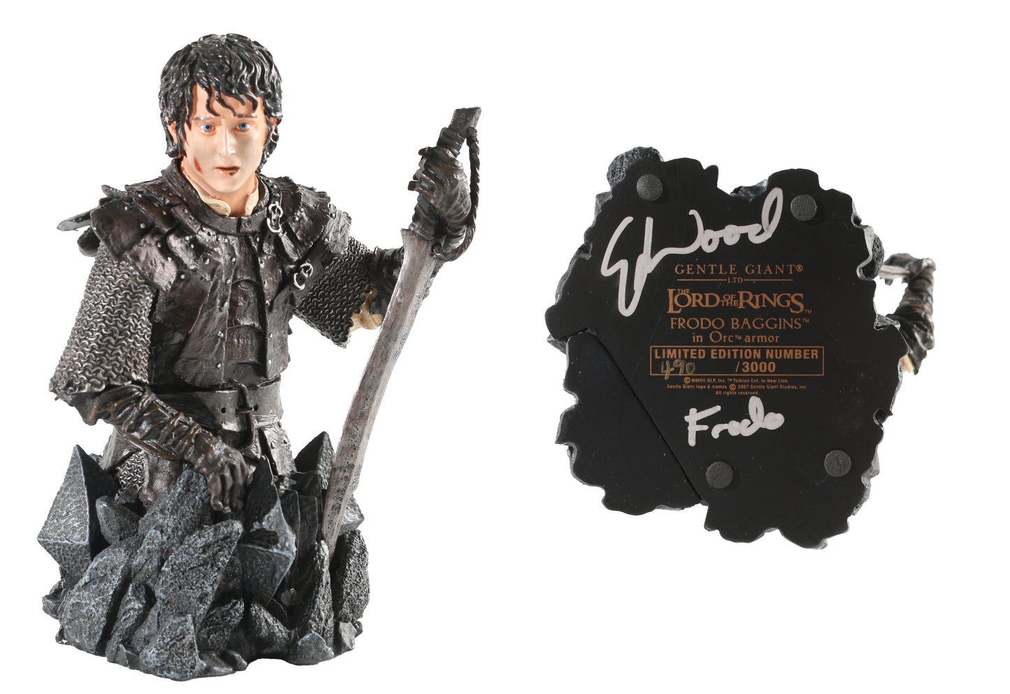 
                  
                    Elijah Wood as Frodo Baggins in The Lord of the Rings: The Return of the King Signed Gentle Giant Collectible Bust Statue with Character Name
                  
                