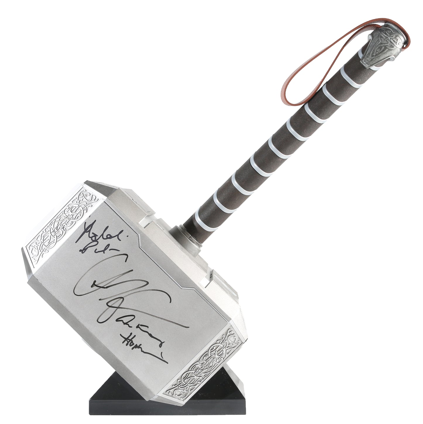 
                  
                    Marvel Legends Mighty Thor Mjolnir Prop Replica Hasbro Legends Series Electronic Hammer (SWAU) Signed by Chris Hemsworth, Natalie Portman, & Anthony Hopkins
                  
                