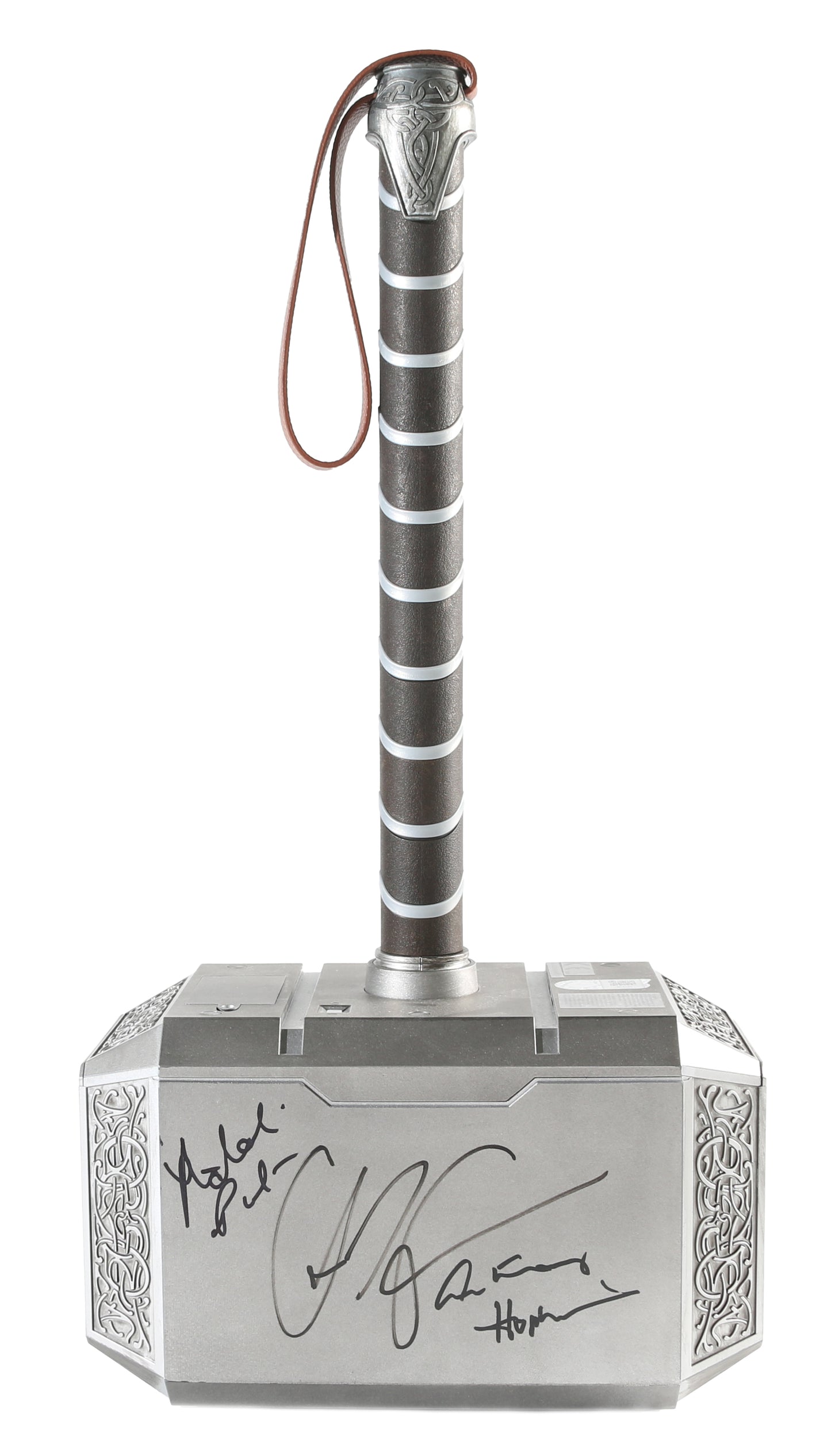 
                  
                    Marvel Legends Mighty Thor Mjolnir Prop Replica Hasbro Legends Series Electronic Hammer (SWAU) Signed by Chris Hemsworth, Natalie Portman, & Anthony Hopkins
                  
                
