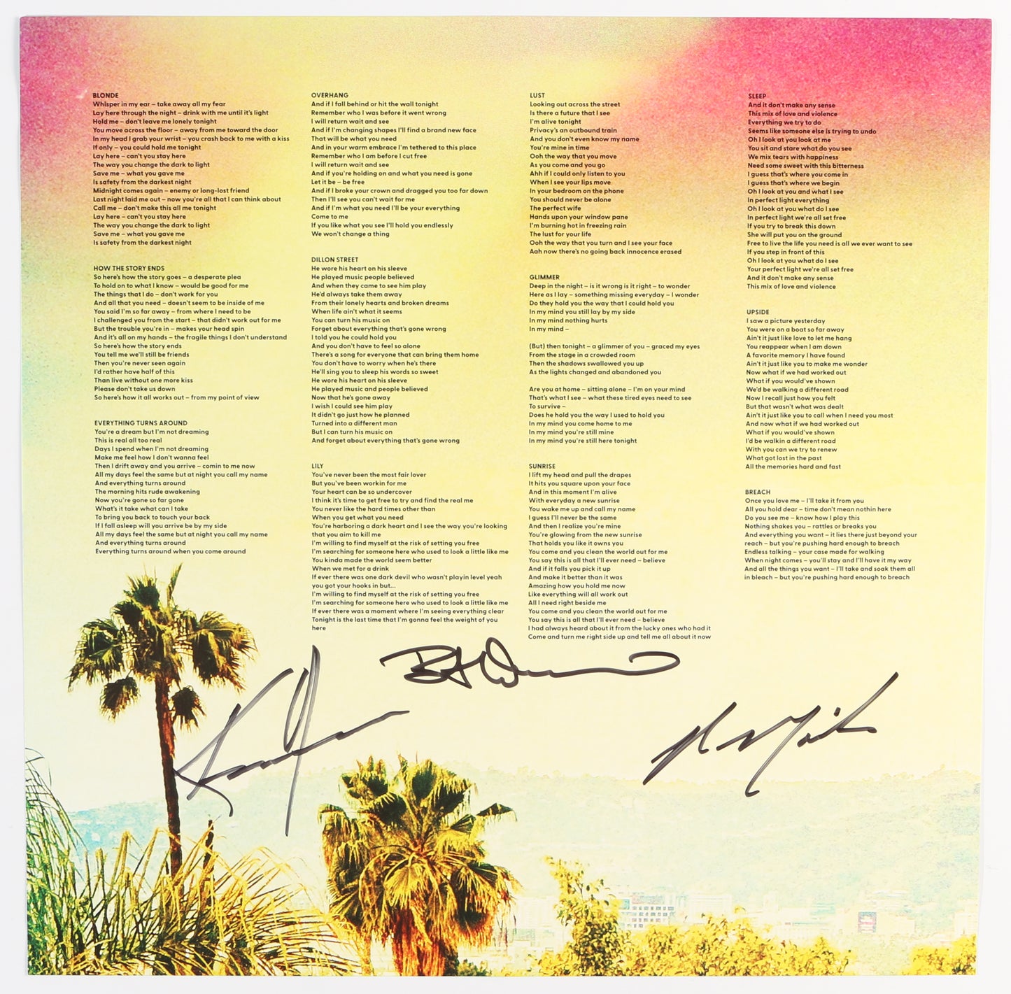 
                  
                    Dogstar: Somewhere Between the Power Lines & Palm Trees LP 12" Vinyl Record Insert Band Signed by Keanu Reeves, Robert Mailhouse, & Bret Domrose
                  
                