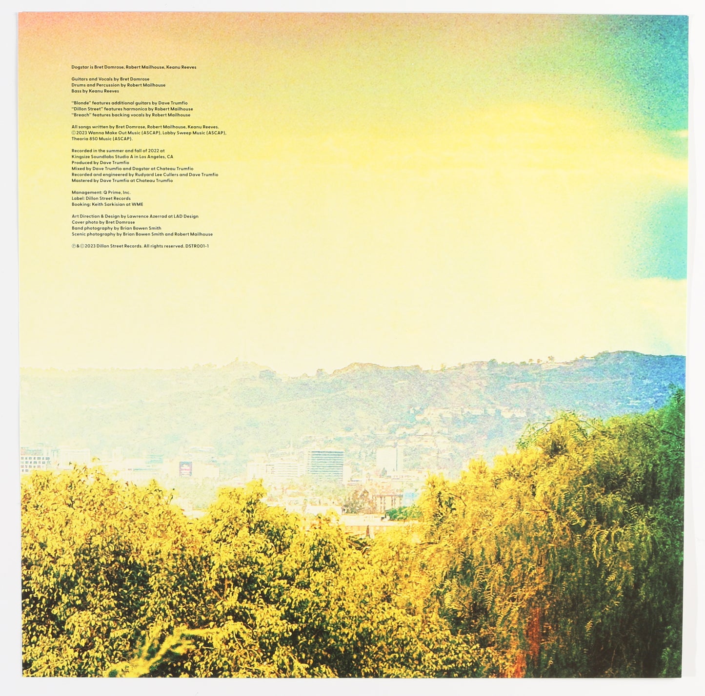 
                  
                    Dogstar: Somewhere Between the Power Lines & Palm Trees LP 12" Vinyl Record Insert Band Signed by Keanu Reeves, Robert Mailhouse, & Bret Domrose
                  
                