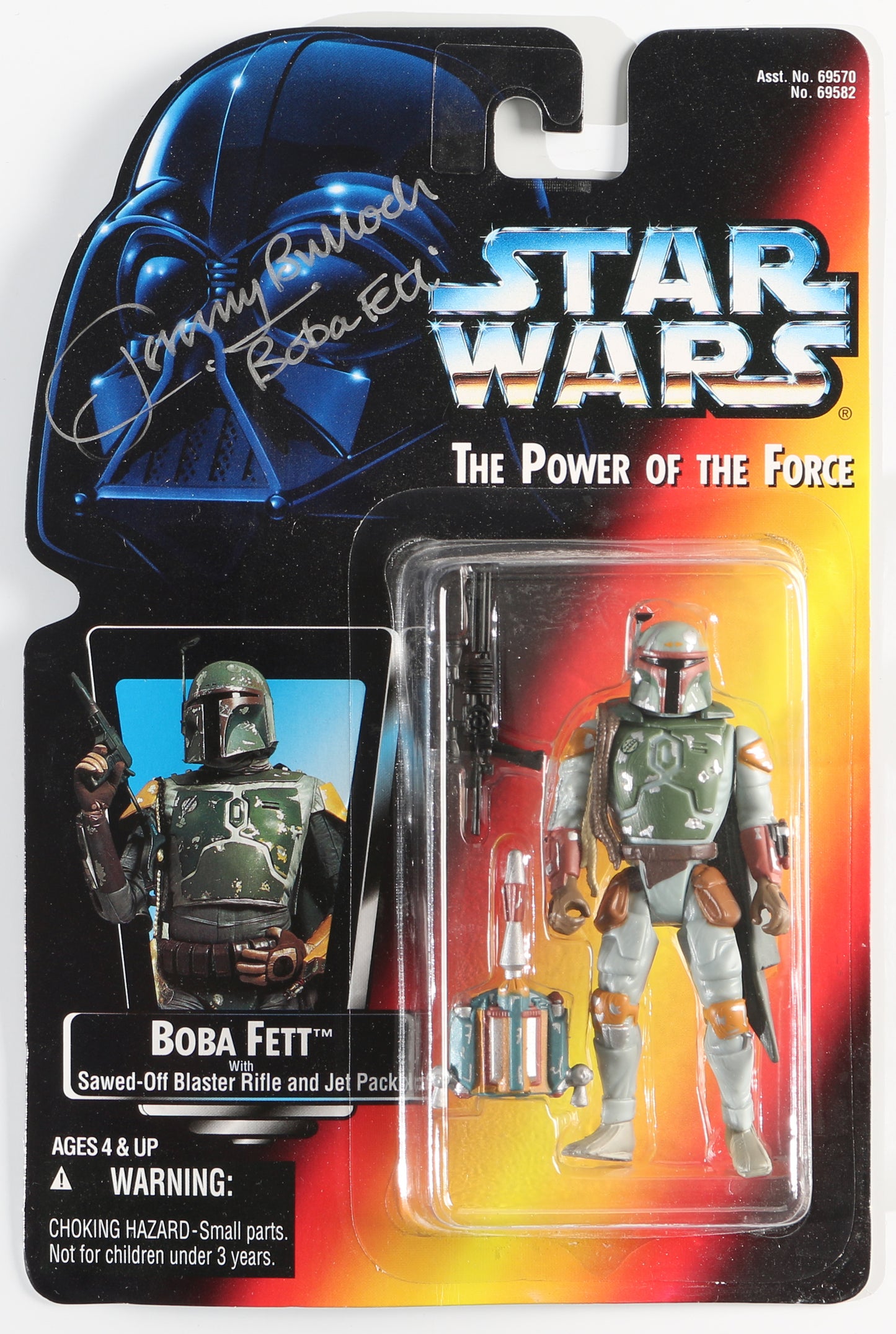 
                  
                    Jeremy Bulloch as Boba Fett in Star Wars: The Empire Strikes Back Signed Kenner Power of the Force Action Figure with Character Name
                  
                