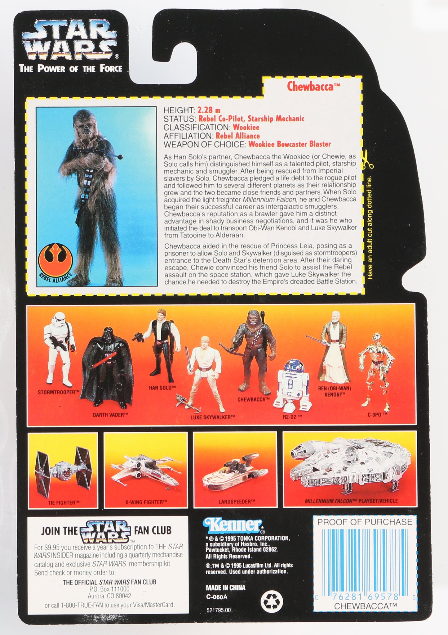 
                  
                    Peter Mayhew as Chewbacca in Star Wars Signed Kenner Power of the Force Action Figure with Character Name
                  
                