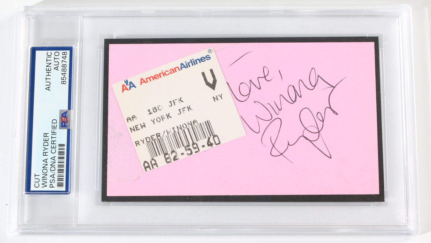
                  
                    Winona Ryder from Beetlejuice, Edward Scissorhands, Dracula, & Stranger Things (Beckett Encapsulated) Signed Index Card
                  
                
