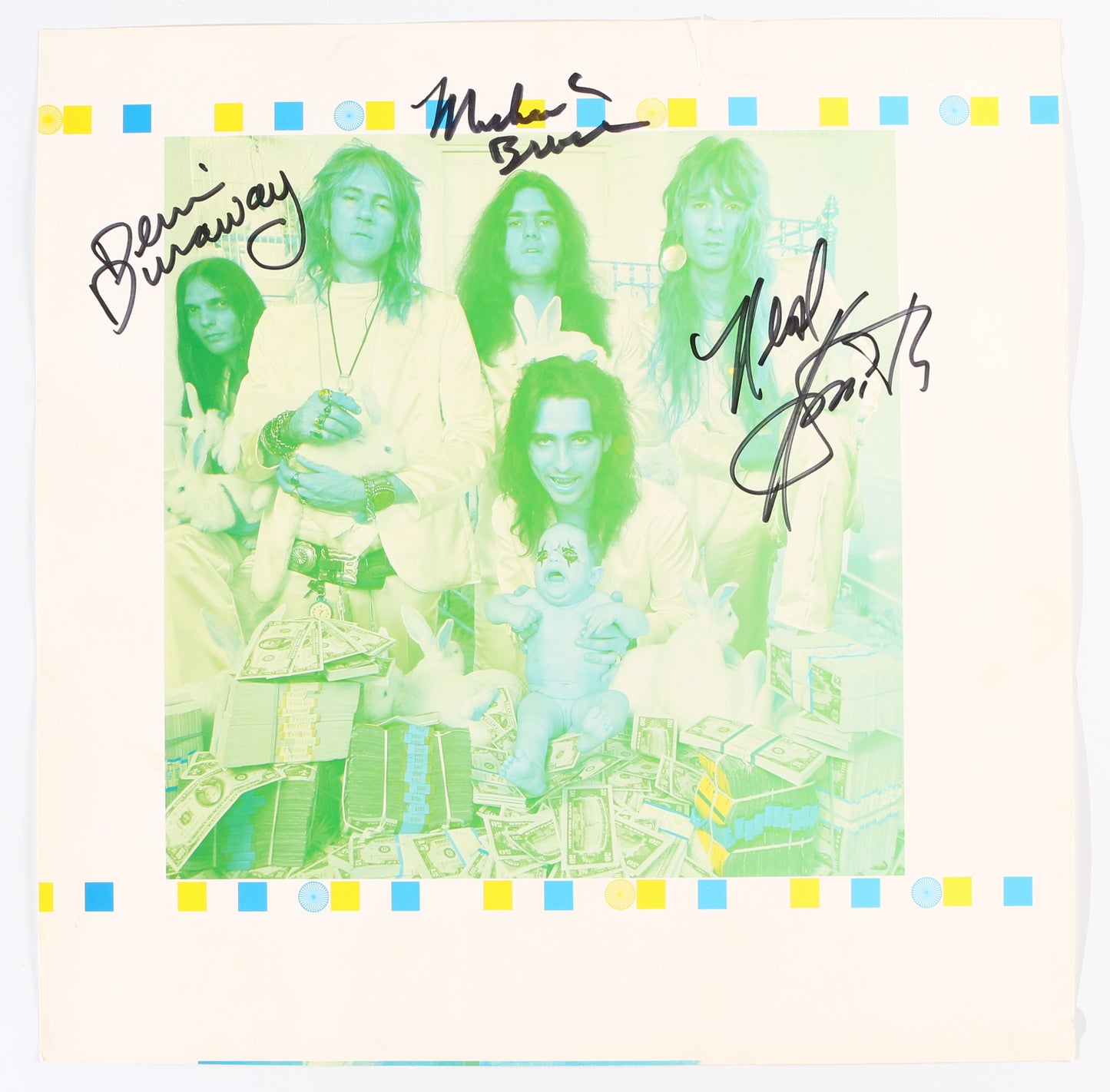
                  
                    Alice Cooper: Billion Dollar Babies 3pc Test Proof Sheets Band Signed by Alice Cooper, Michael Bruce, Dennis Dunaway, & Neal Smith
                  
                