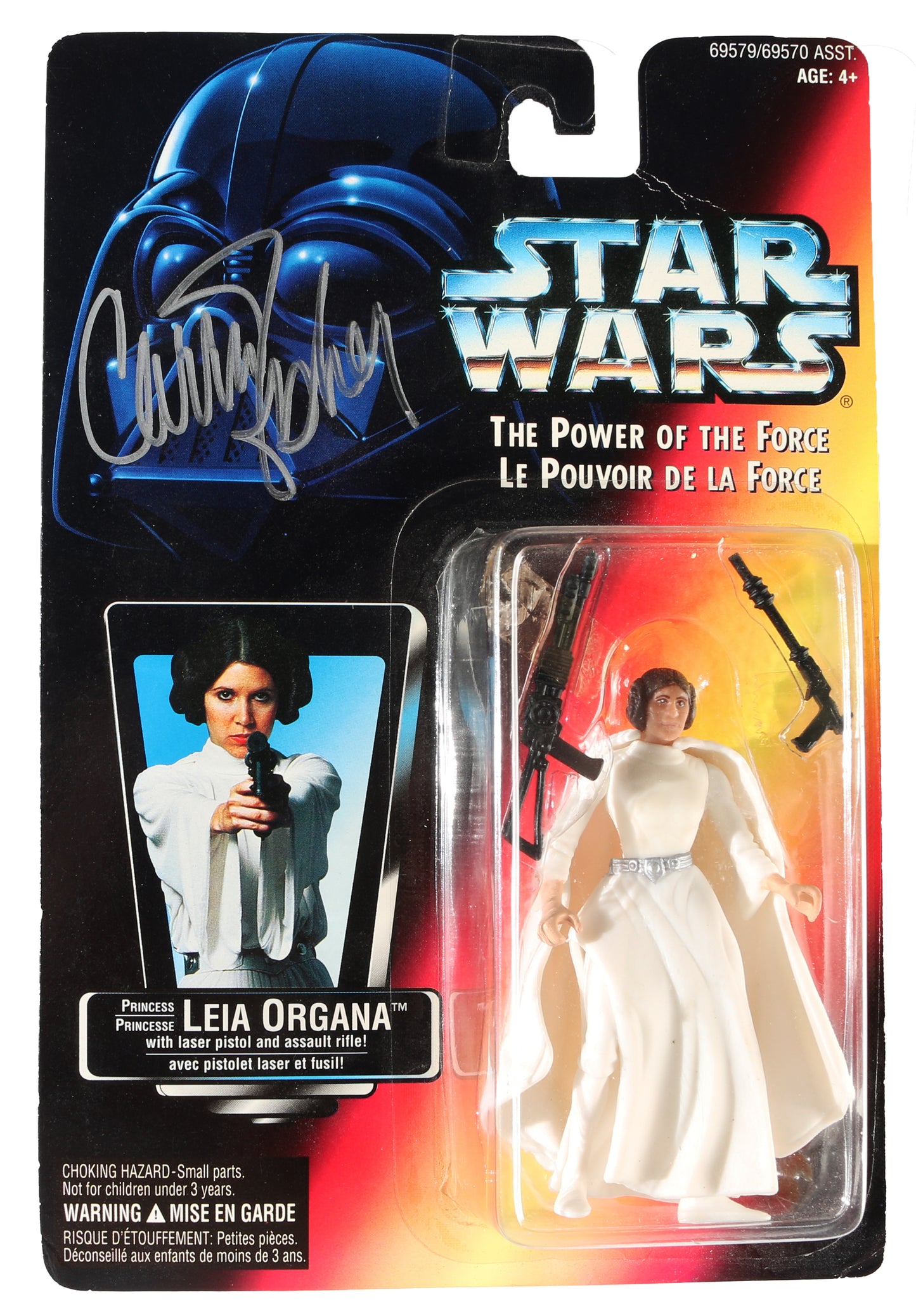 
                  
                    Carrie Fisher as Princess Leia in Star Wars: A New Hope POTF Power of the Force Signed Action Figure
                  
                