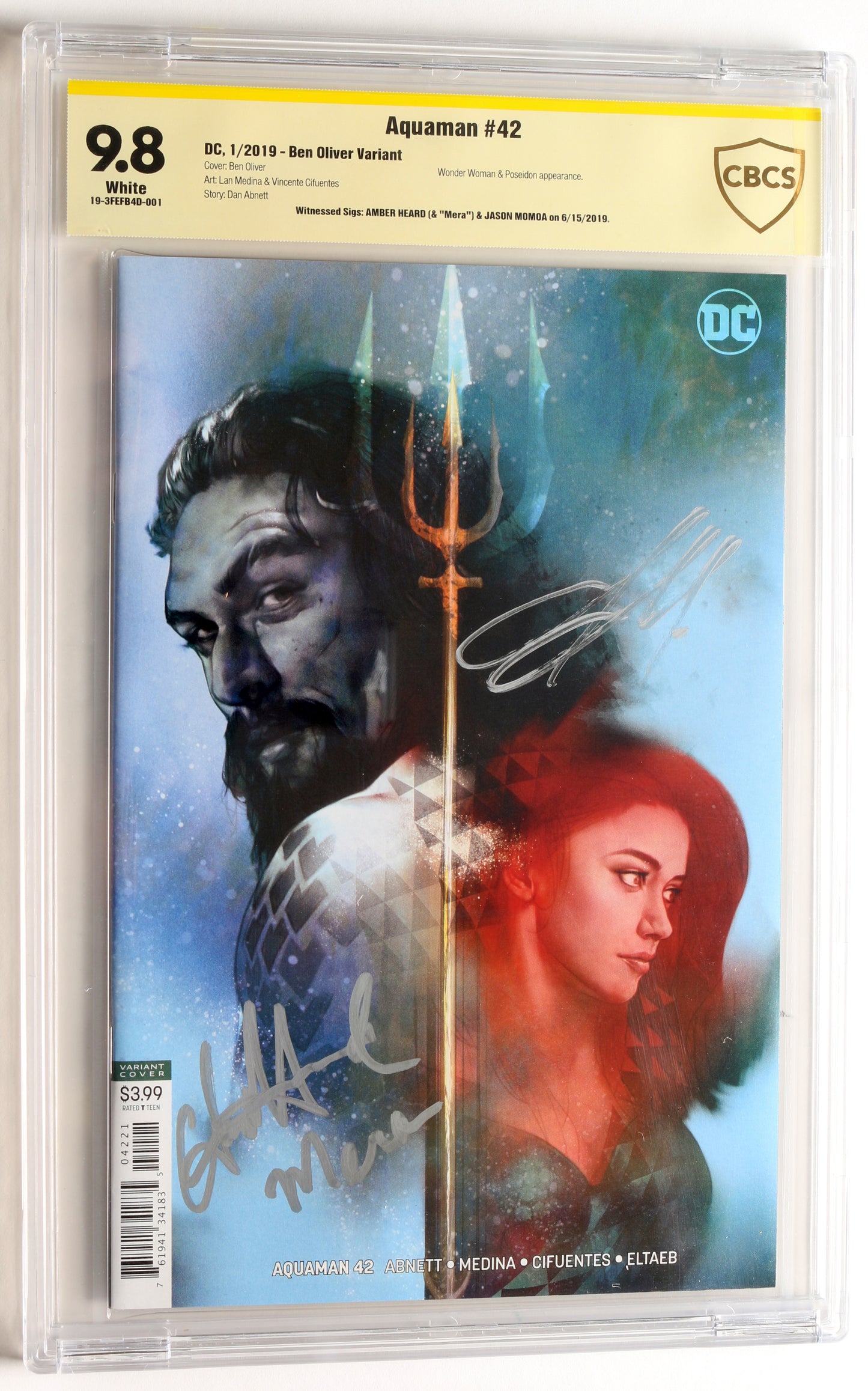 
                  
                    Aquaman #42 - Ben Oliver Variant - Signed by Jason Momoa & Amber Heard (CBCS Witnessed Sig 9.8) 2019
                  
                