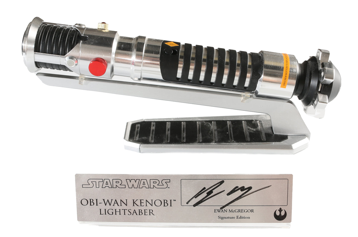 
                  
                    Obi-Wan from Star Wars Galaxy's Edge Prop Replica Lightsaber with Plaque Signed by Ewan McGregor
                  
                