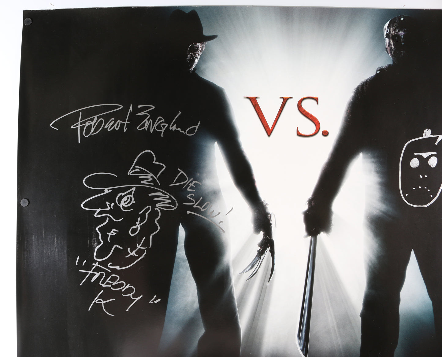 
                  
                    Robert Englund as Freddy Krueger & Ken Kirzinger as Jason Voorhees in Freddy vs Jason Signed 30x40 Poster with Character Names & Quote
                  
                