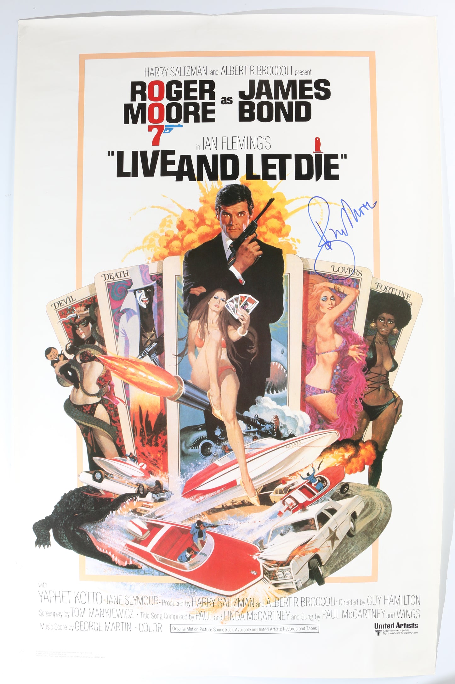 
                  
                    Roger Moore as James Bond in James Bond 007: Live & Let Die Signed 25x39 Poster
                  
                