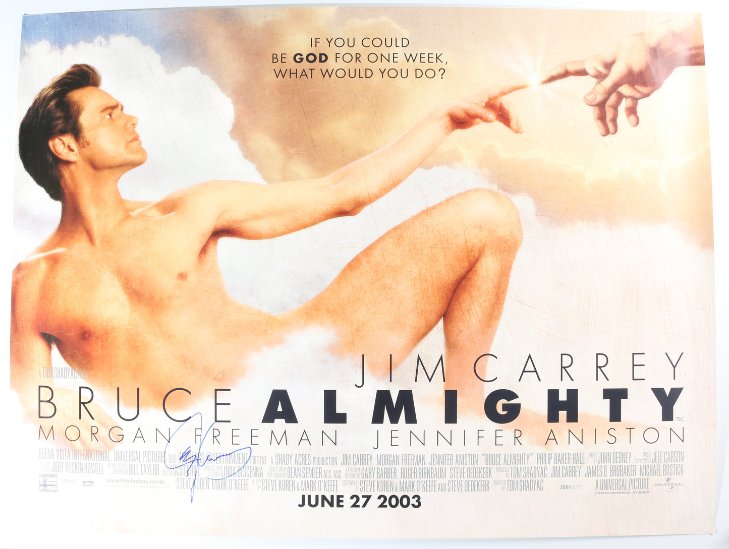 
                  
                    Jim Carrey as Bruce Nolan in Bruce Almighty Signed 30x40 Poster
                  
                