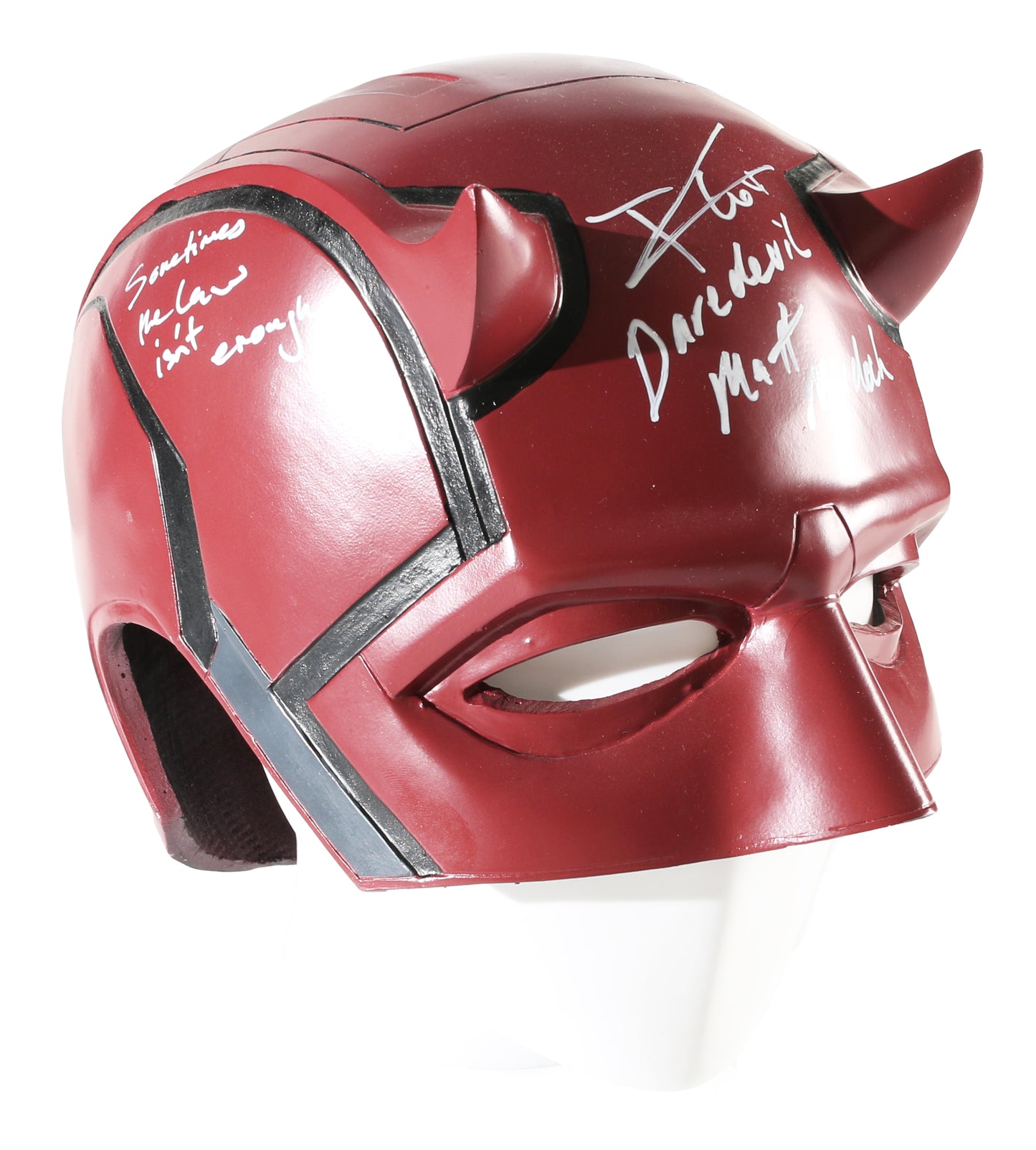
                  
                    Charlie Cox as Daredevil in Daredevil (JSA) Signed Prop Replica Helmet with Character Name Initials & Quote
                  
                