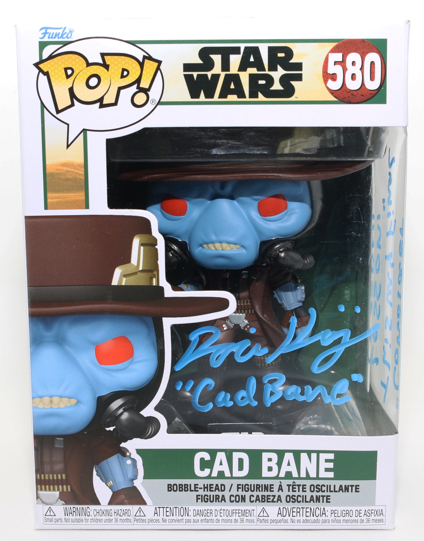 
                  
                    Dorian Kingi as Cad Bane in Star Wars: The Book of Boba Fett (JSA) Signed Funko POP! #580 with Character Name & Quote
                  
                