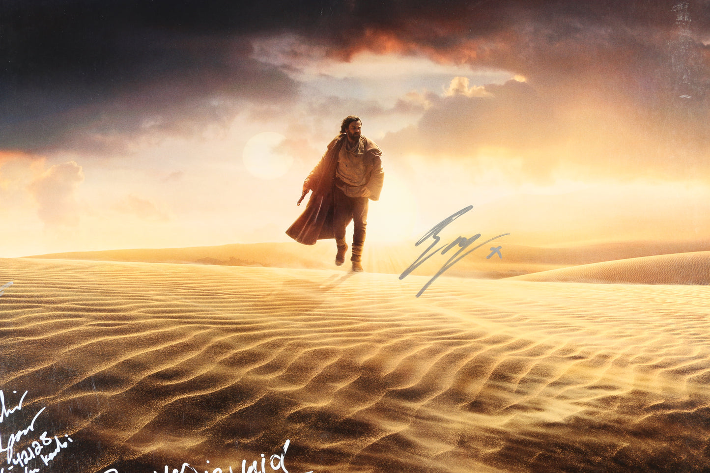 
                  
                    Star Wars: Obi-Wan Kenobi 27x40 Poster Cast Signed by Ewan McGregor, Hayden Christensen, Ian McDiarmid, Indira Varma, Vivien Lyra Blair, Rupert Friend, Kumail Nanjiani & More with Character Names
                  
                