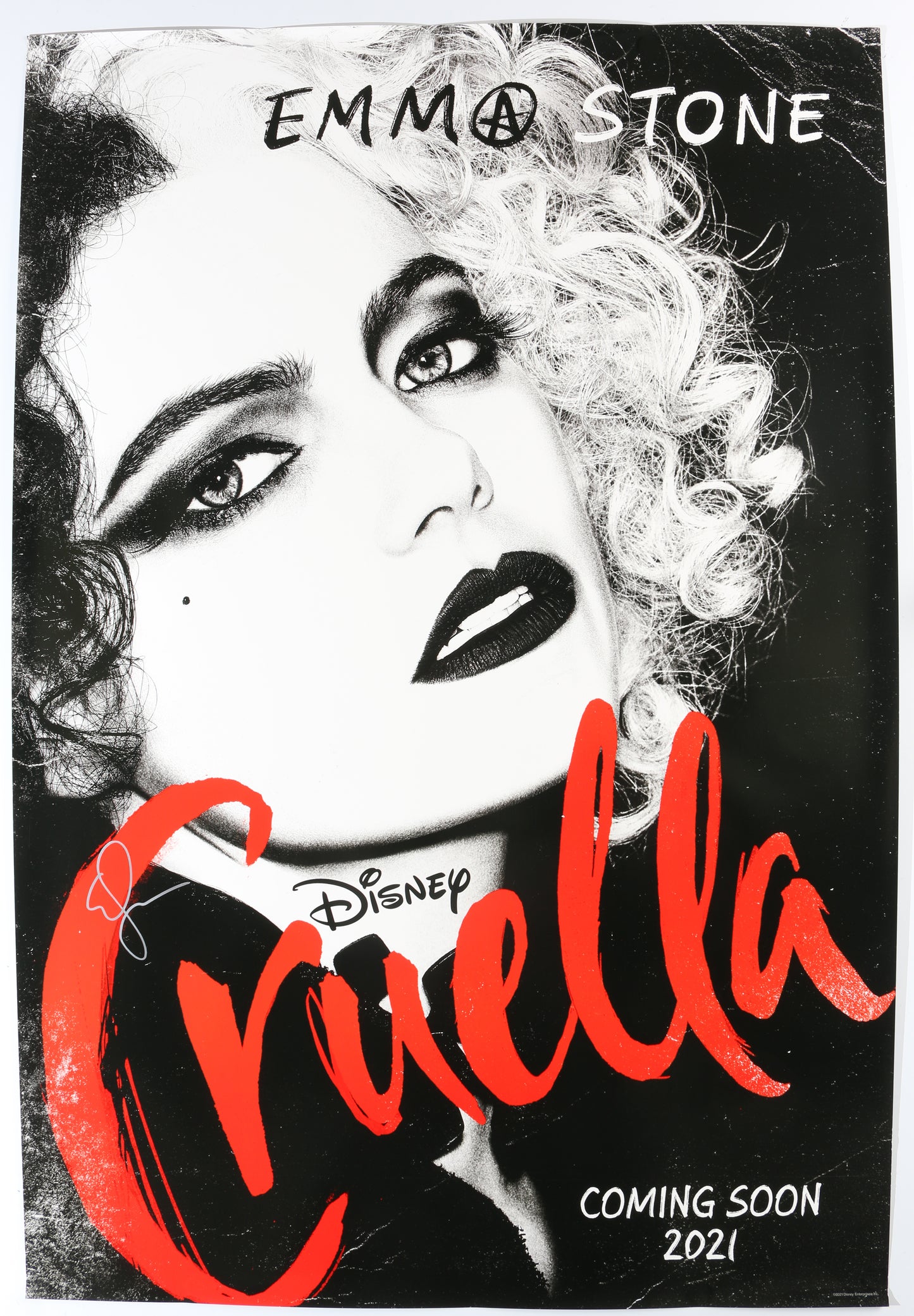 
                  
                    Emma Stone as Cruella de Vil in Cruella Signed 27x40 Poster
                  
                